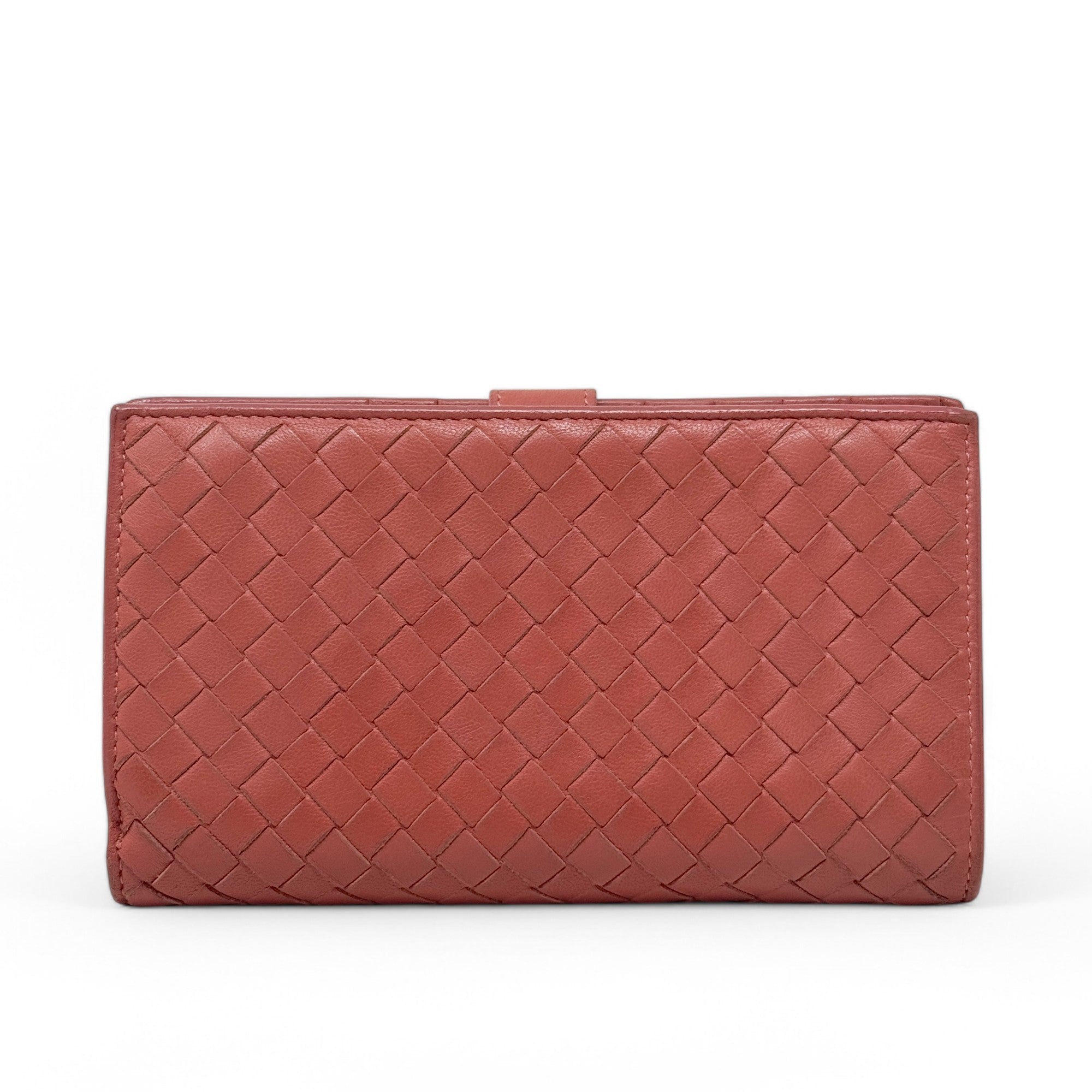 Bottega Veneta Pink Woven Compact Wallet