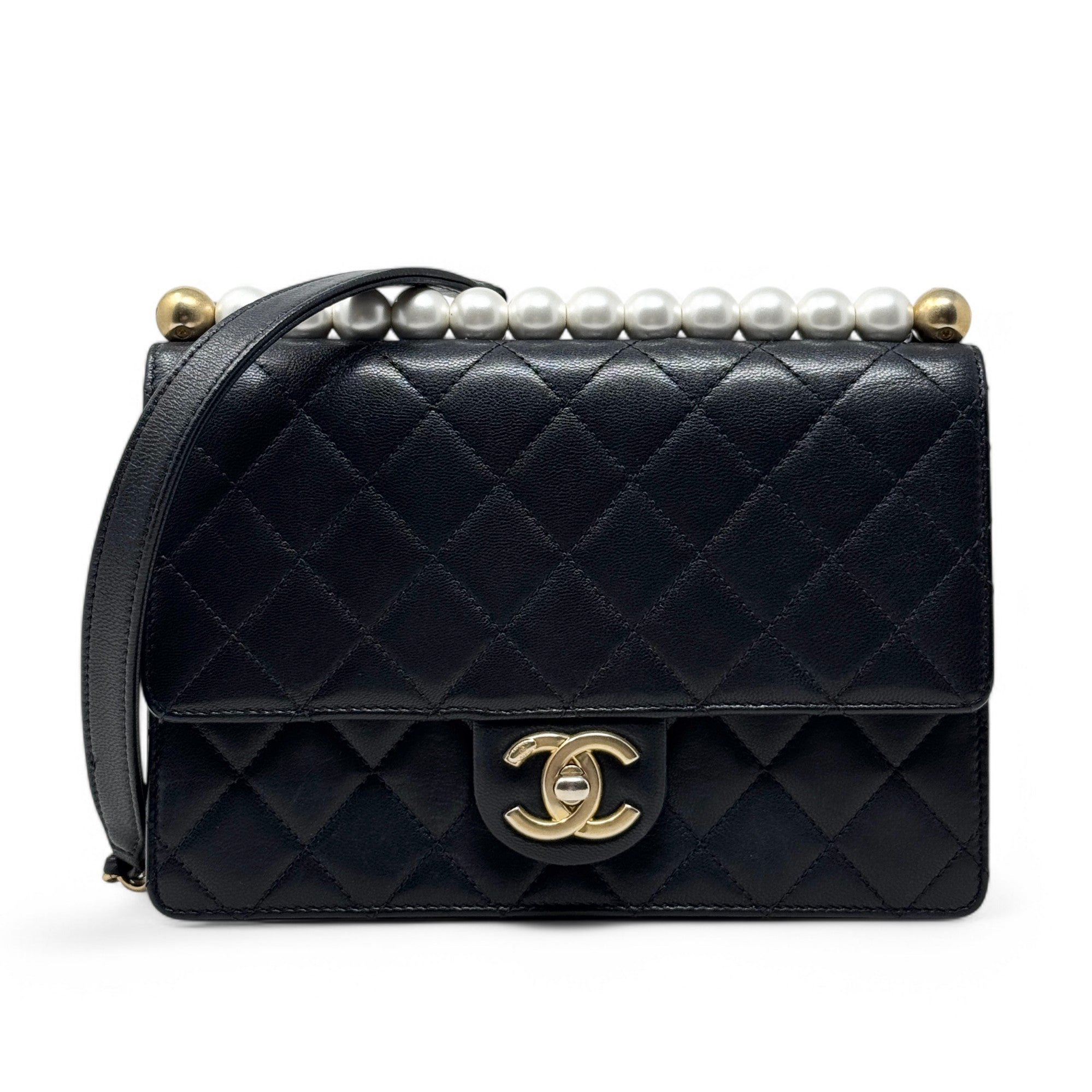 Chanel Black Small Chic Pearl Flap