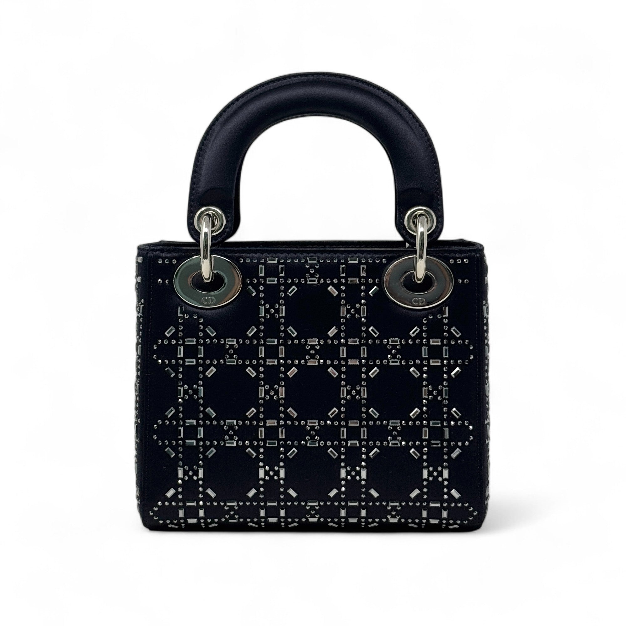 Dior Black Satin Strass Mini Lady Dior