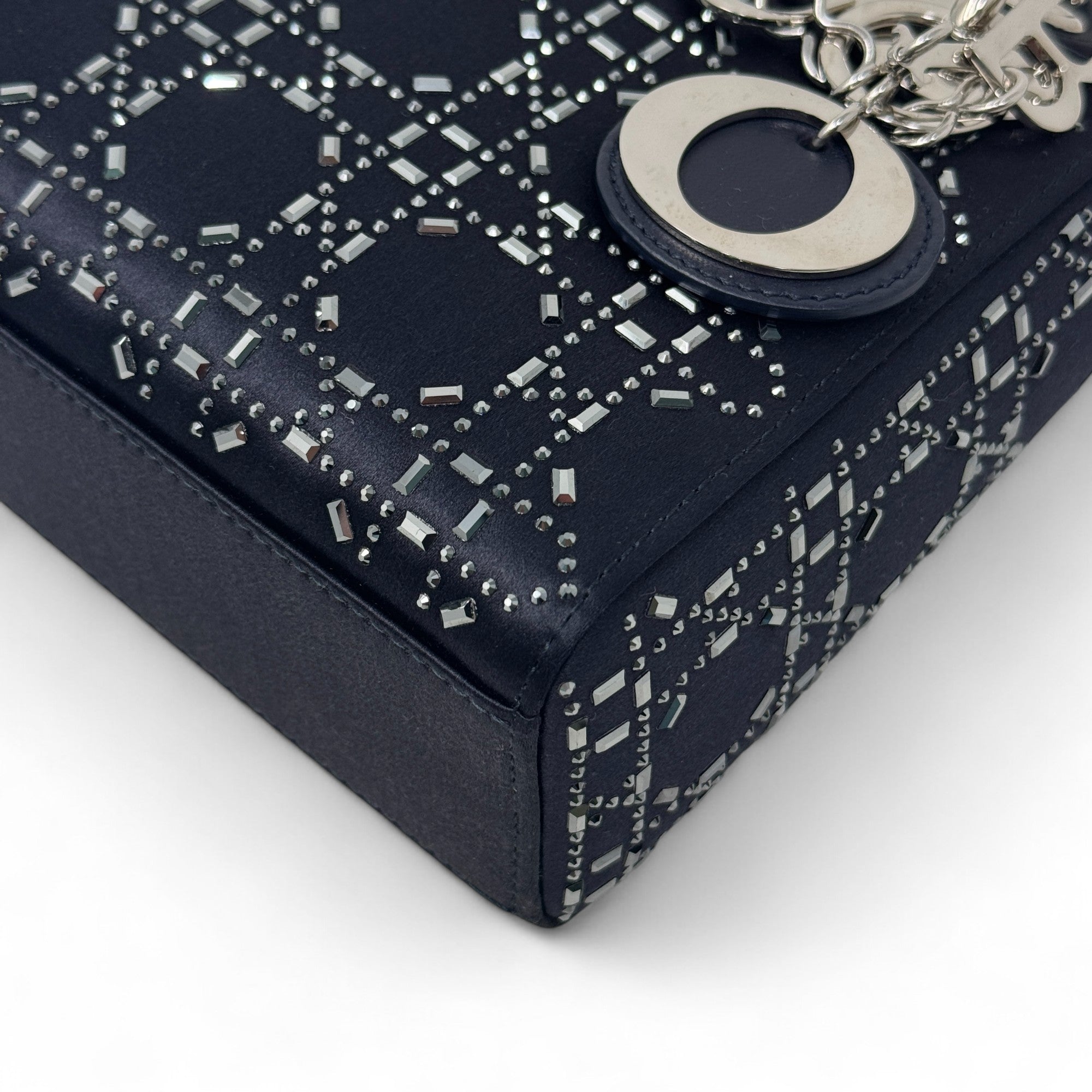 Dior Black Satin Strass Mini Lady Dior