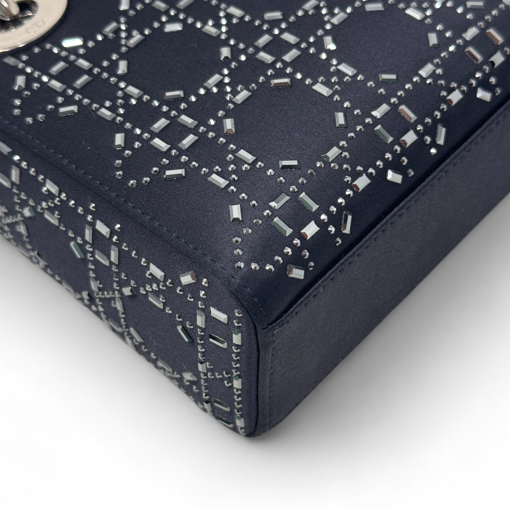 Dior Black Satin Strass Mini Lady Dior