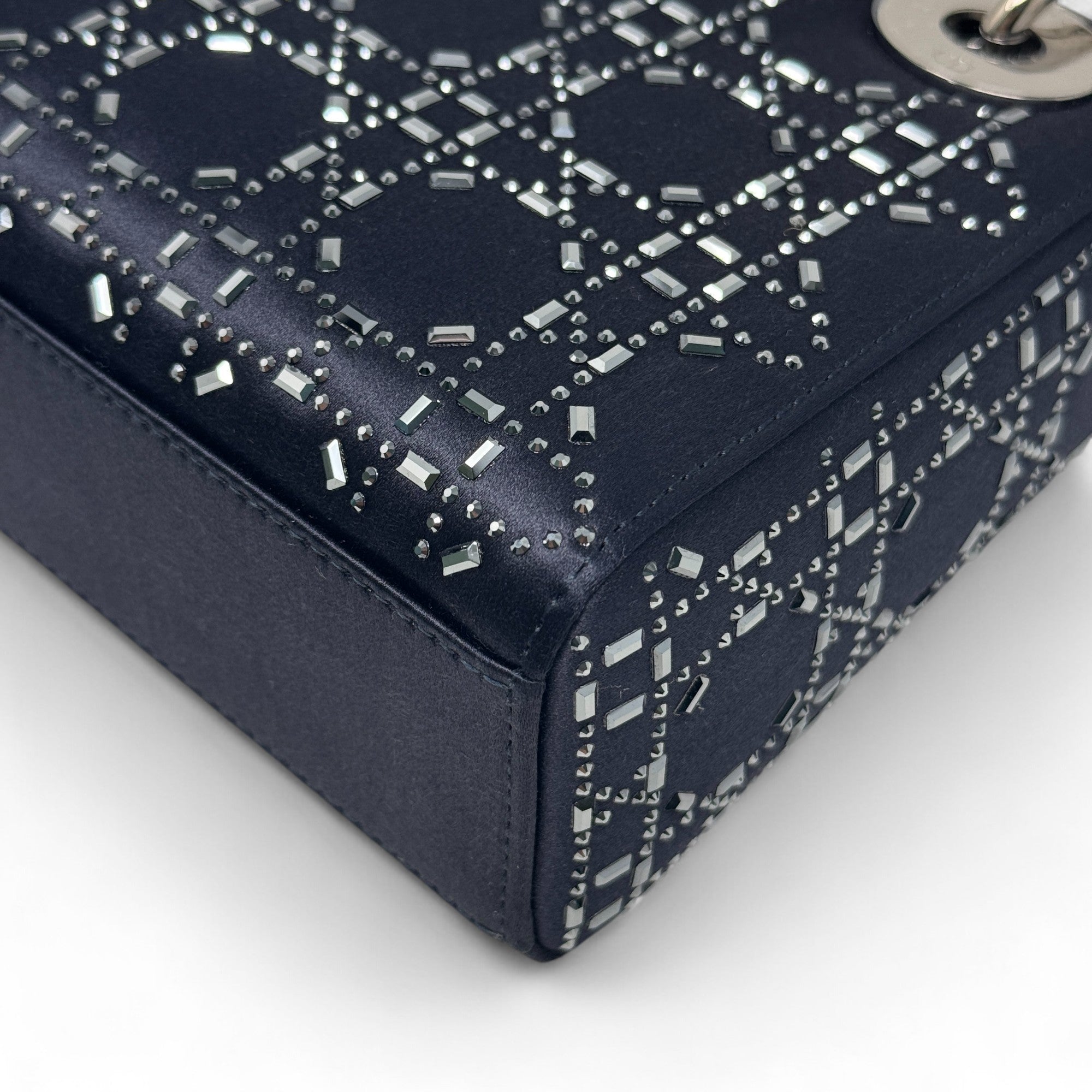 Dior Black Satin Strass Mini Lady Dior