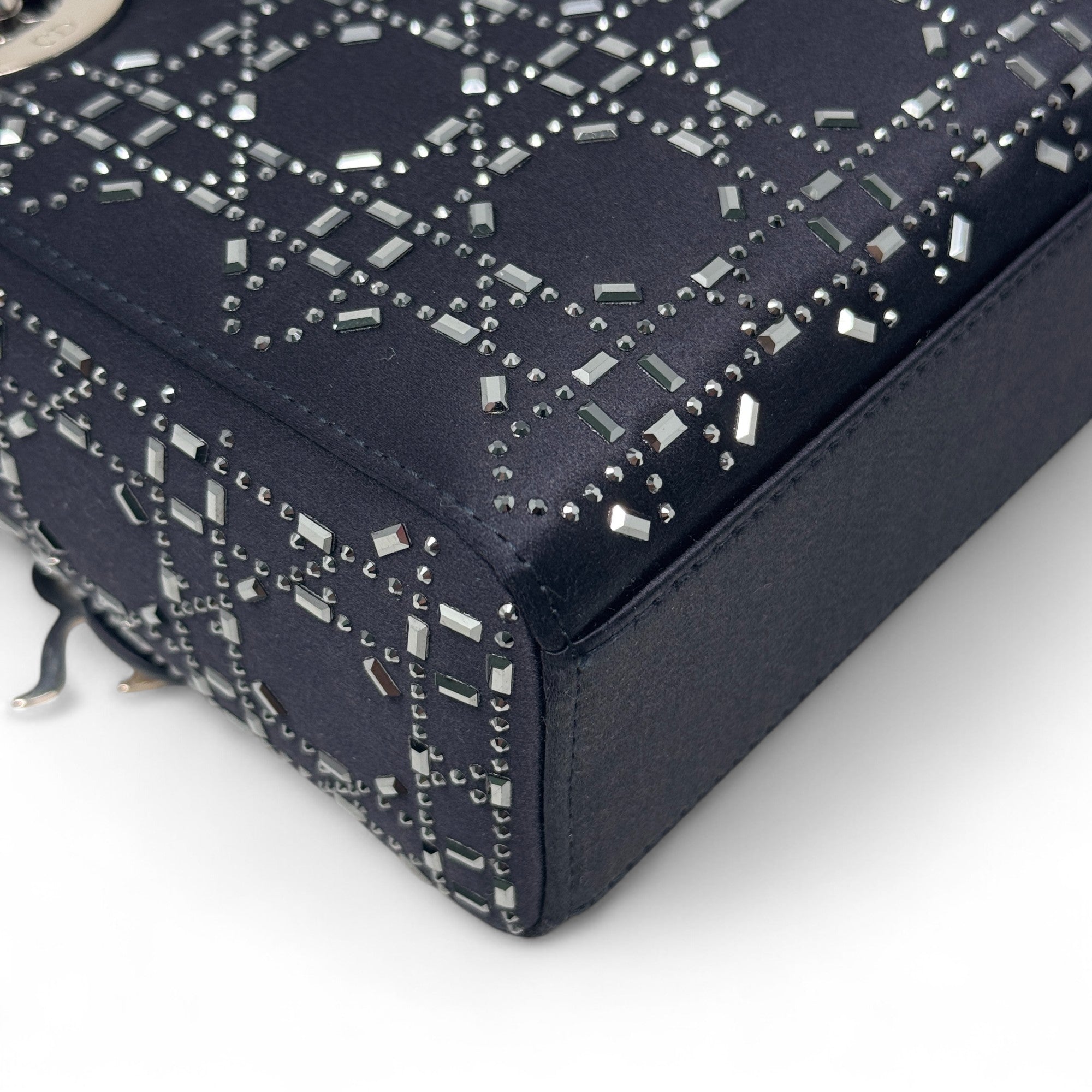 Dior Black Satin Strass Mini Lady Dior