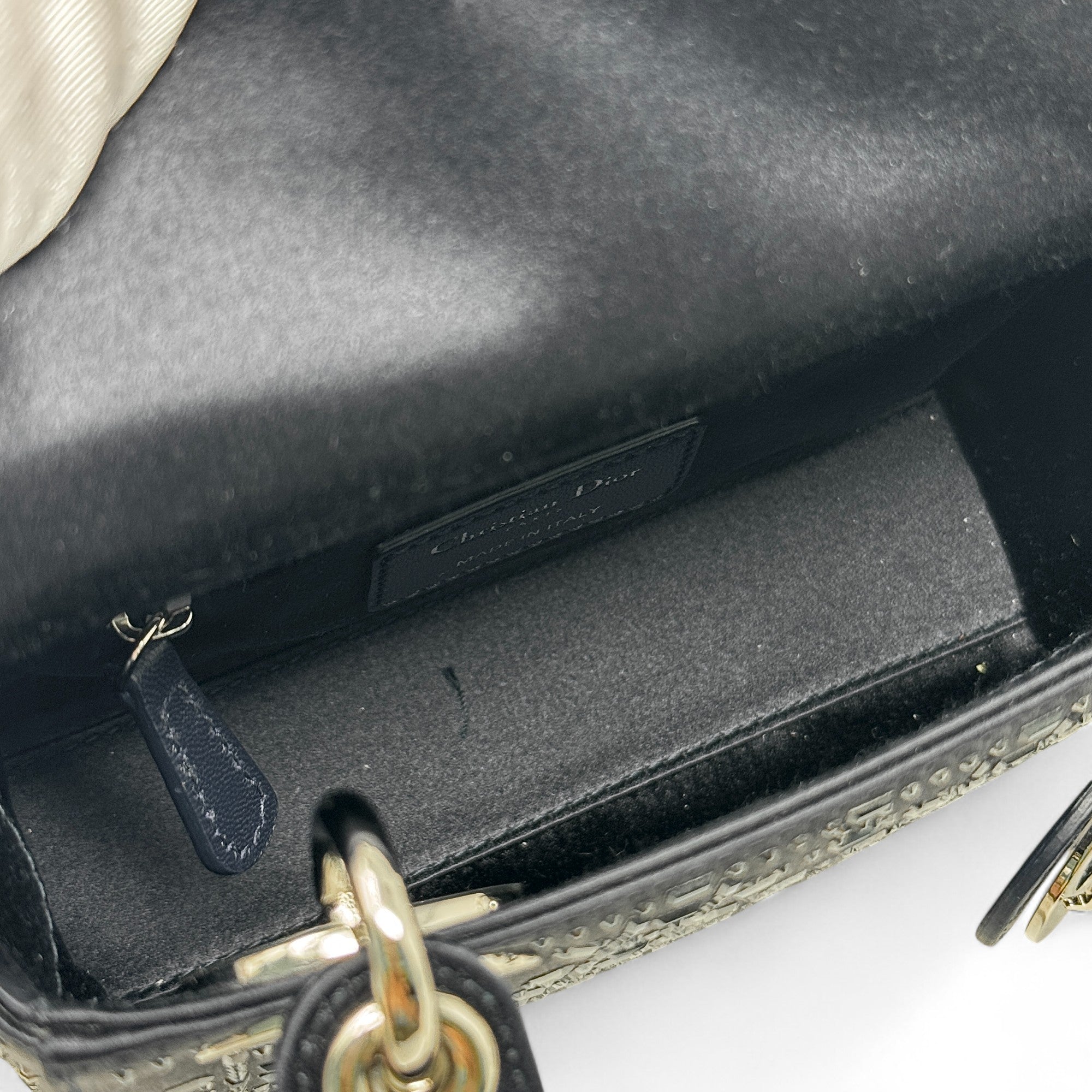 Dior Black Satin Strass Mini Lady Dior