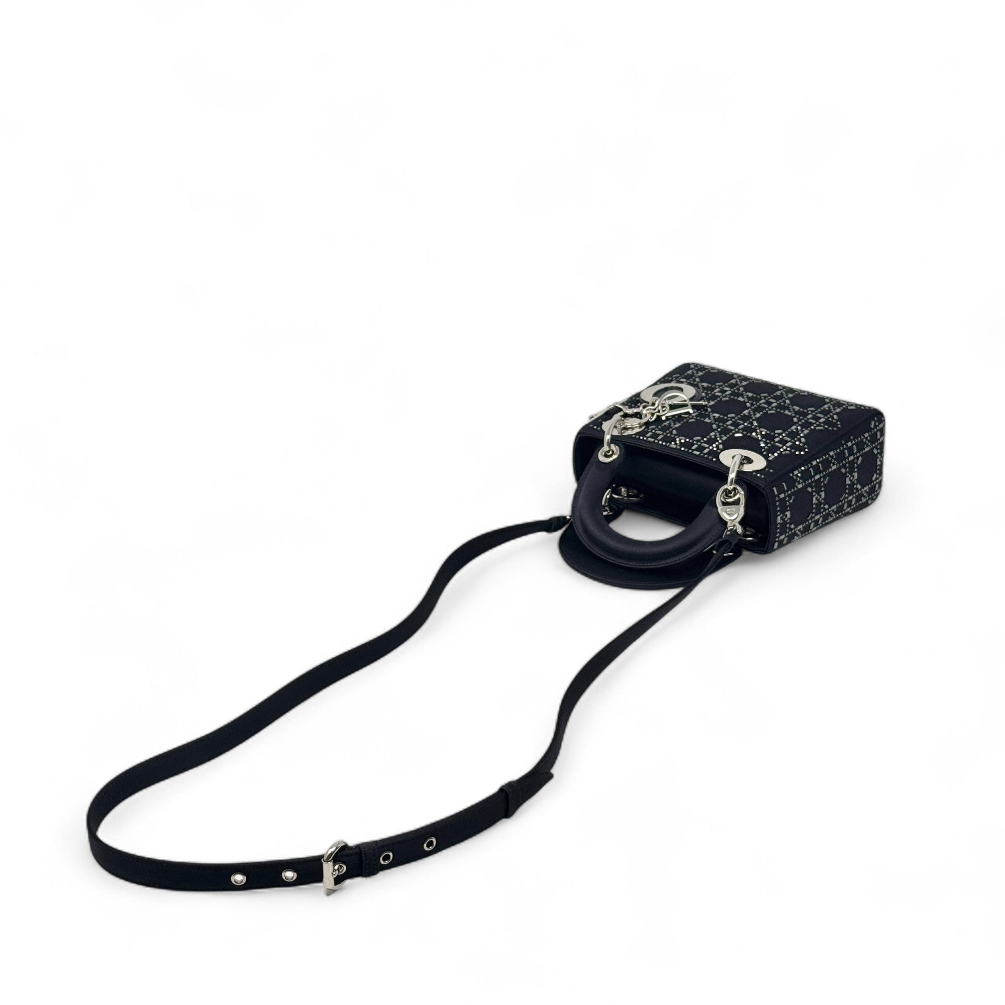 Dior Black Satin Strass Mini Lady Dior