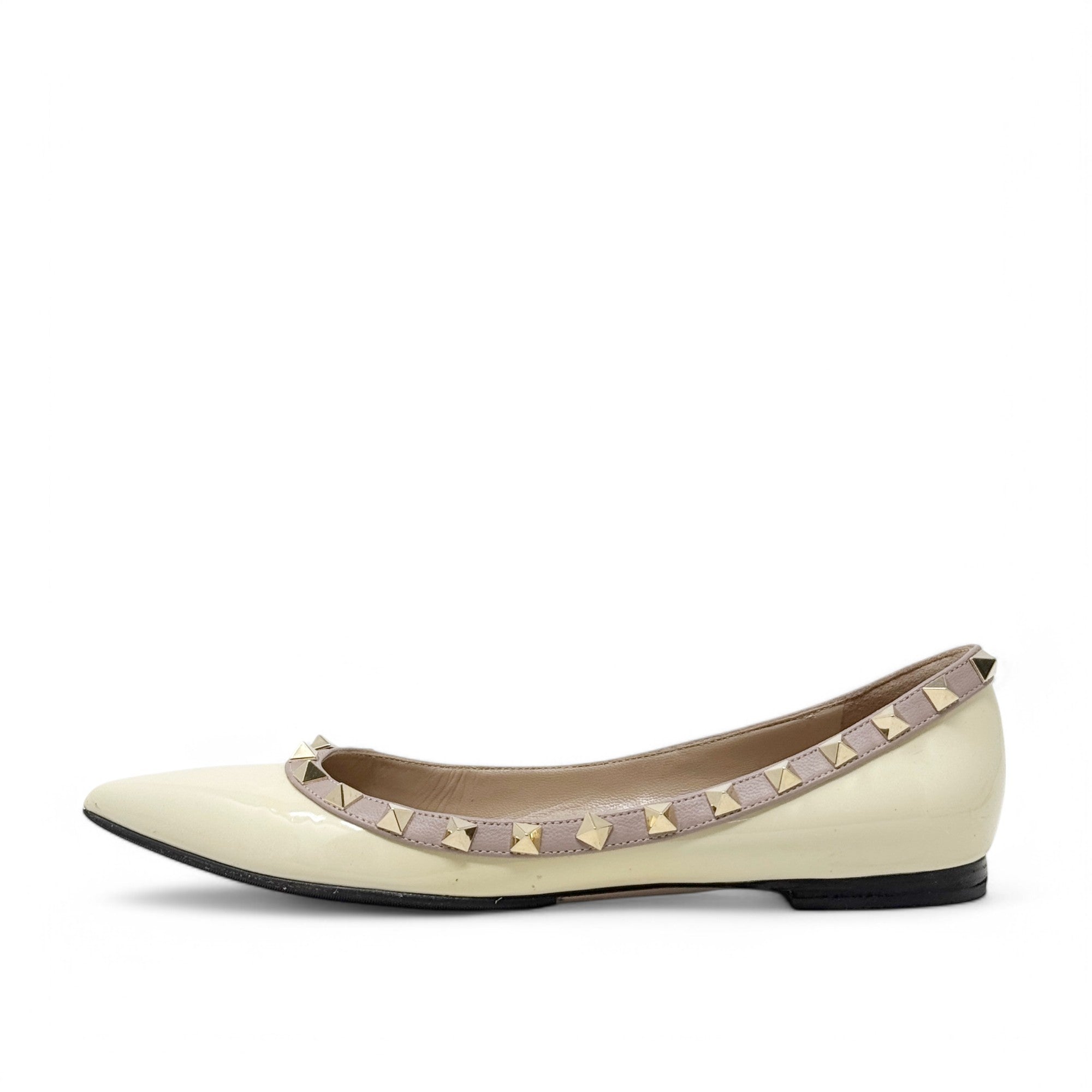 Valentino Ivory Patent Rockstud Flats 36.5