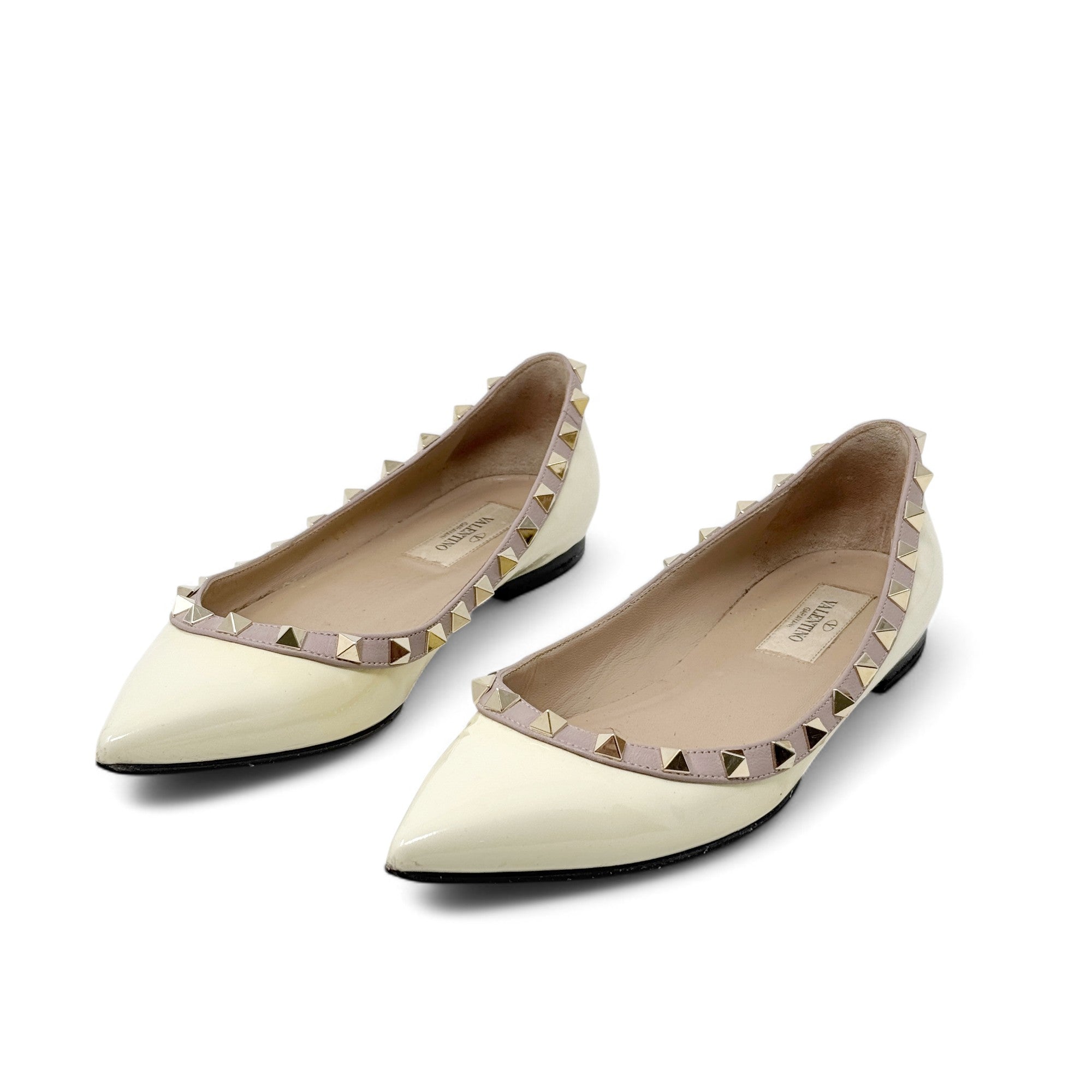 Valentino Ivory Patent Rockstud Flats 36.5
