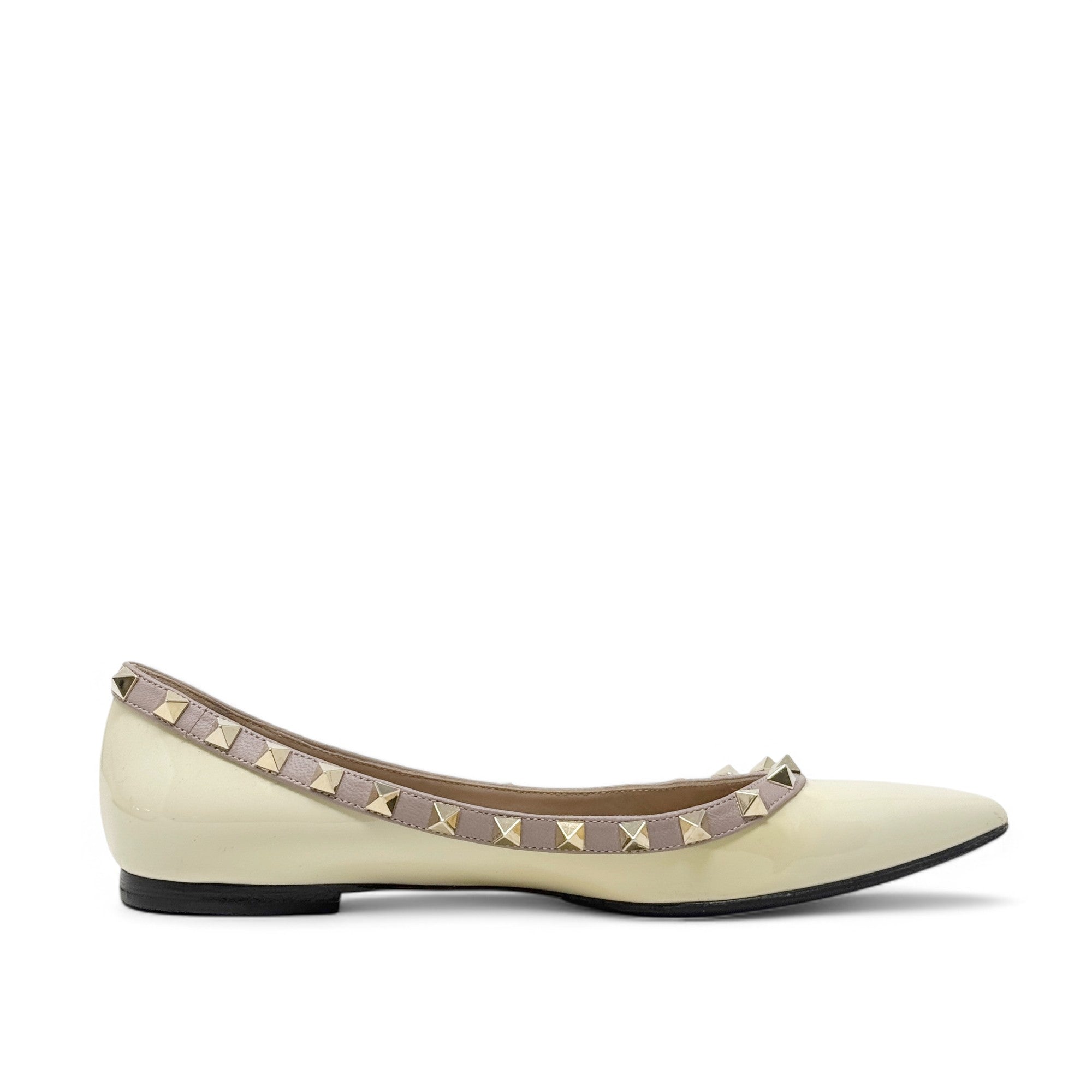 Valentino Ivory Patent Rockstud Flats 36.5