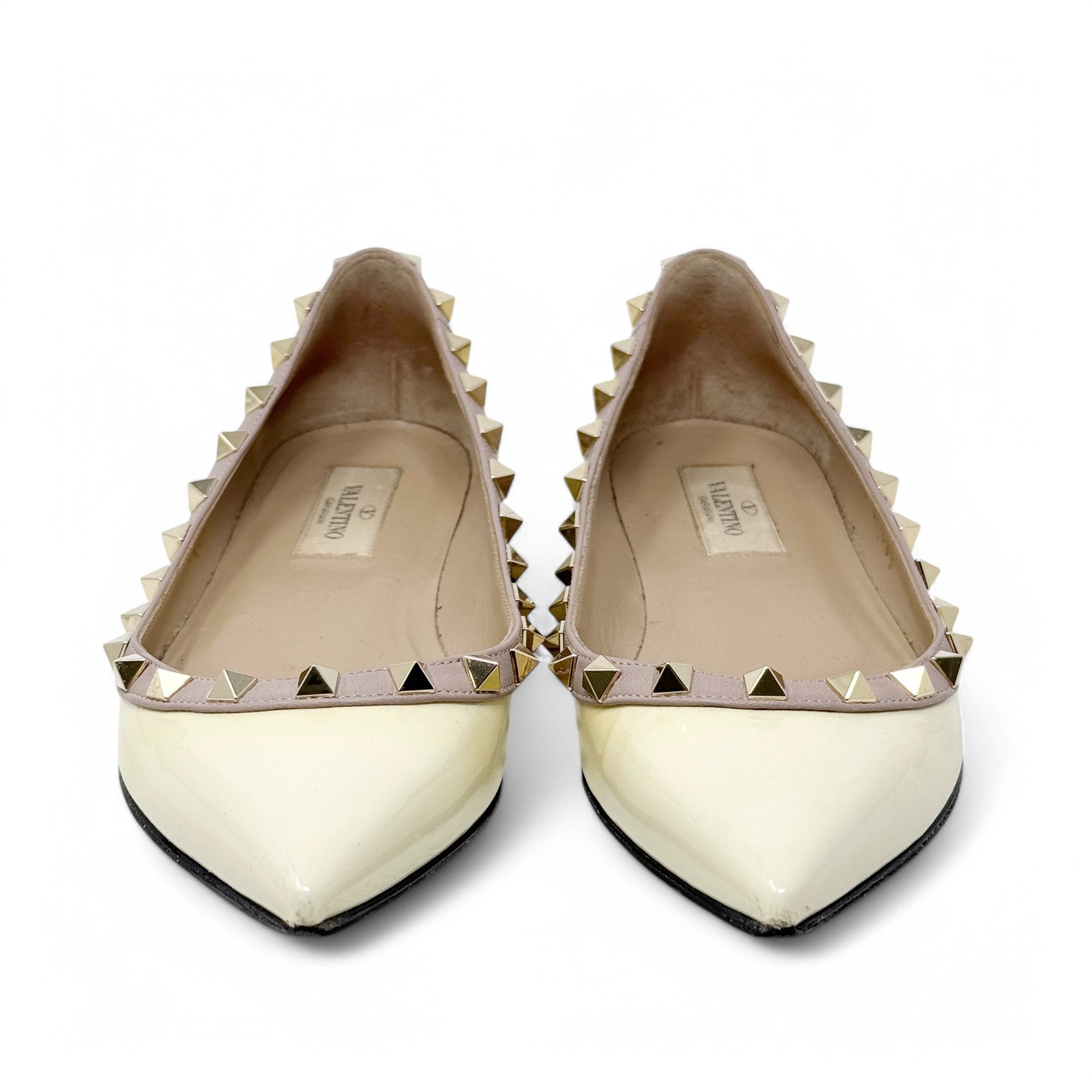 Valentino Ivory Patent Rockstud Flats 36.5