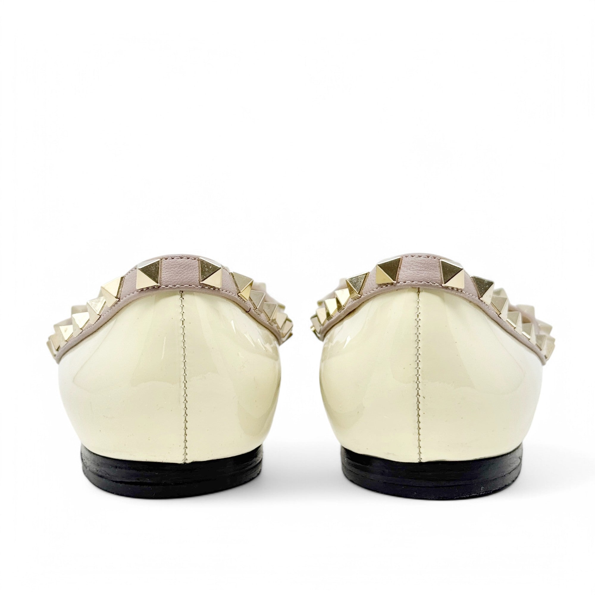 Valentino Ivory Patent Rockstud Flats 36.5