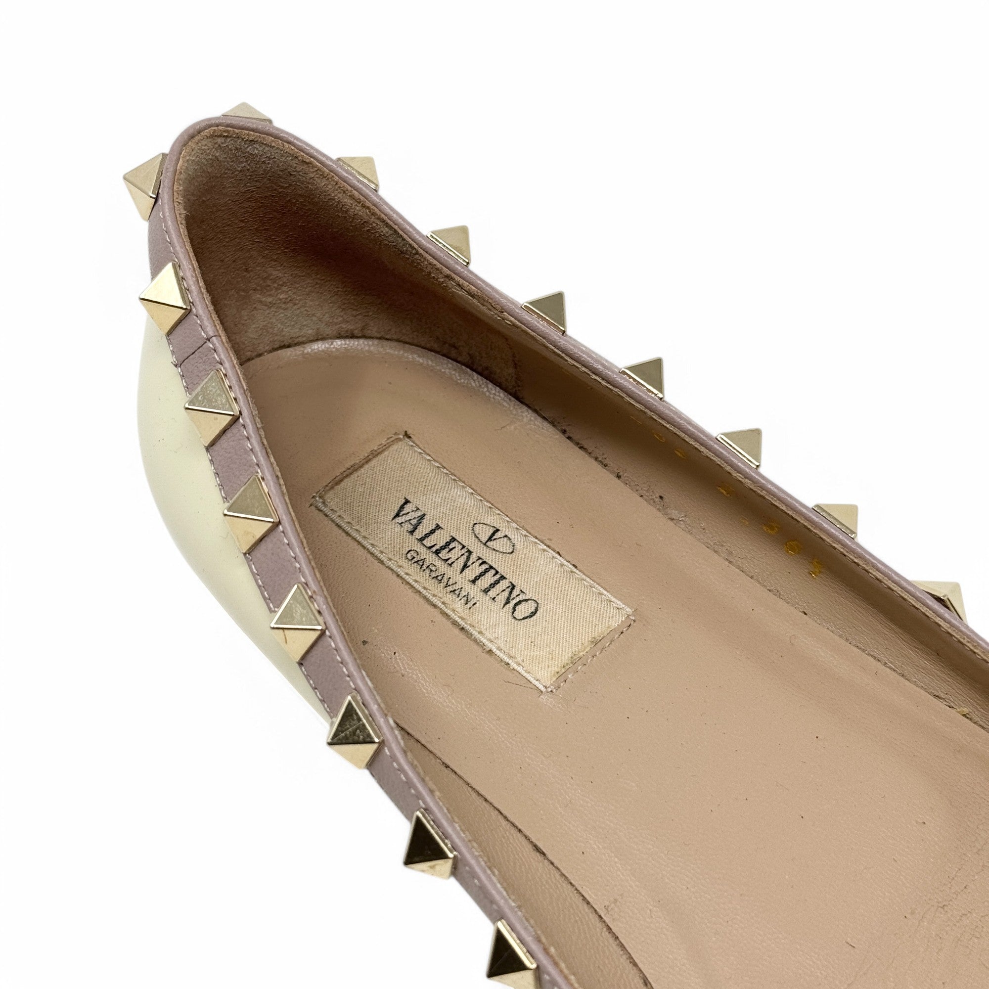 Valentino Ivory Patent Rockstud Flats 36.5