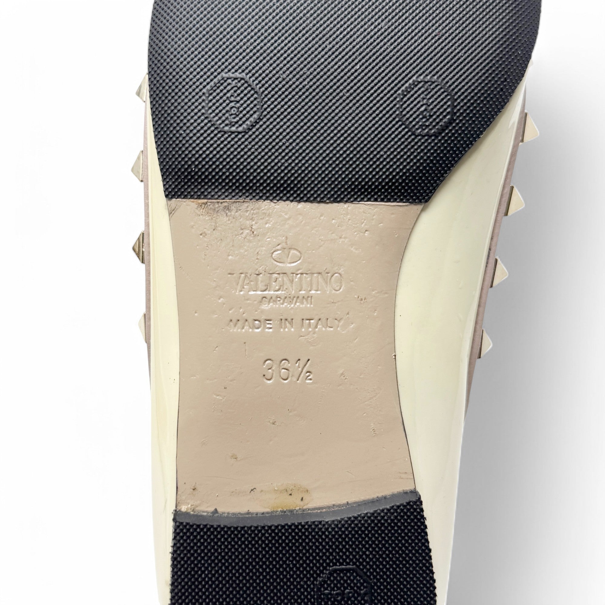 Valentino Ivory Patent Rockstud Flats 36.5