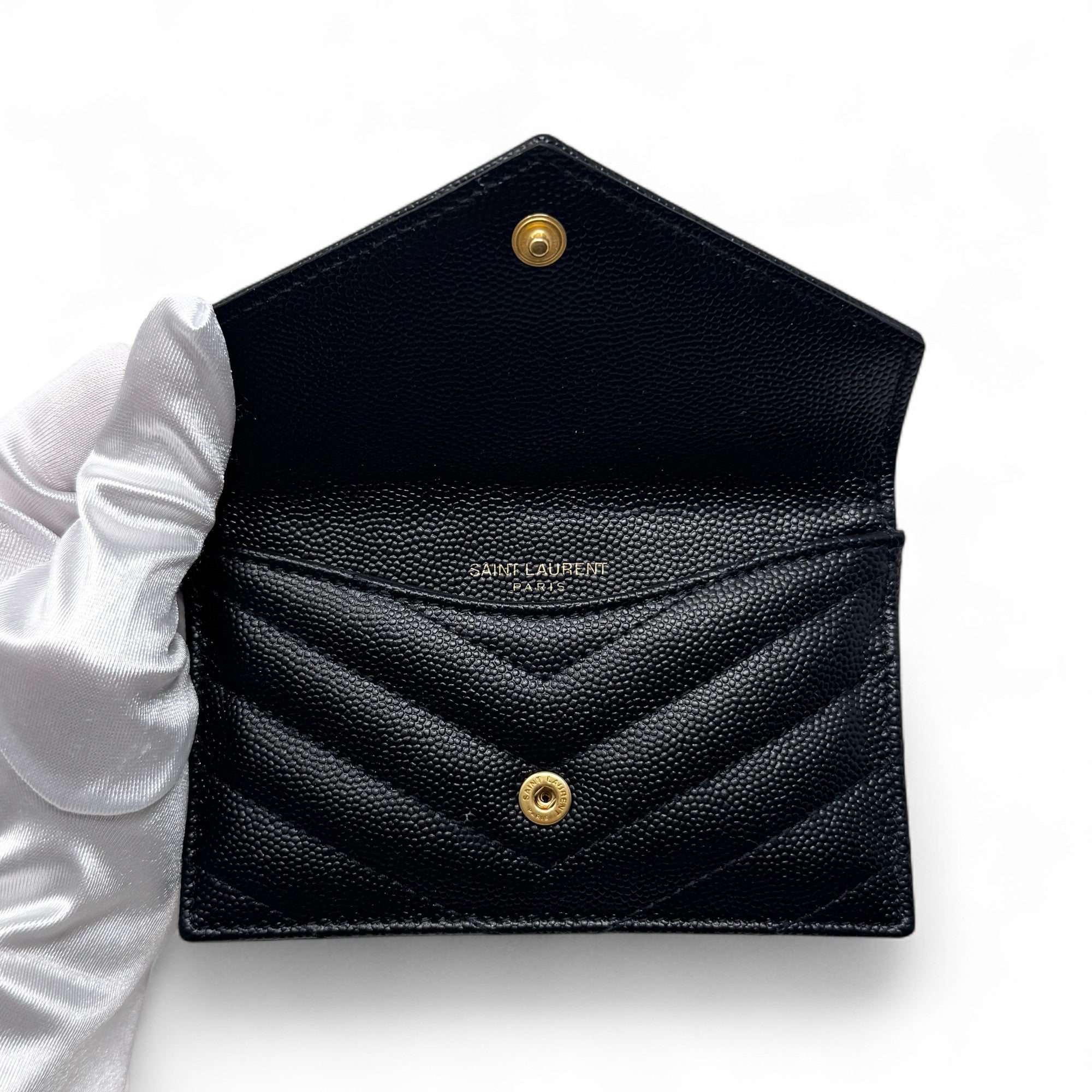 Saint Laurent Black Cassandre Fragments Wallet