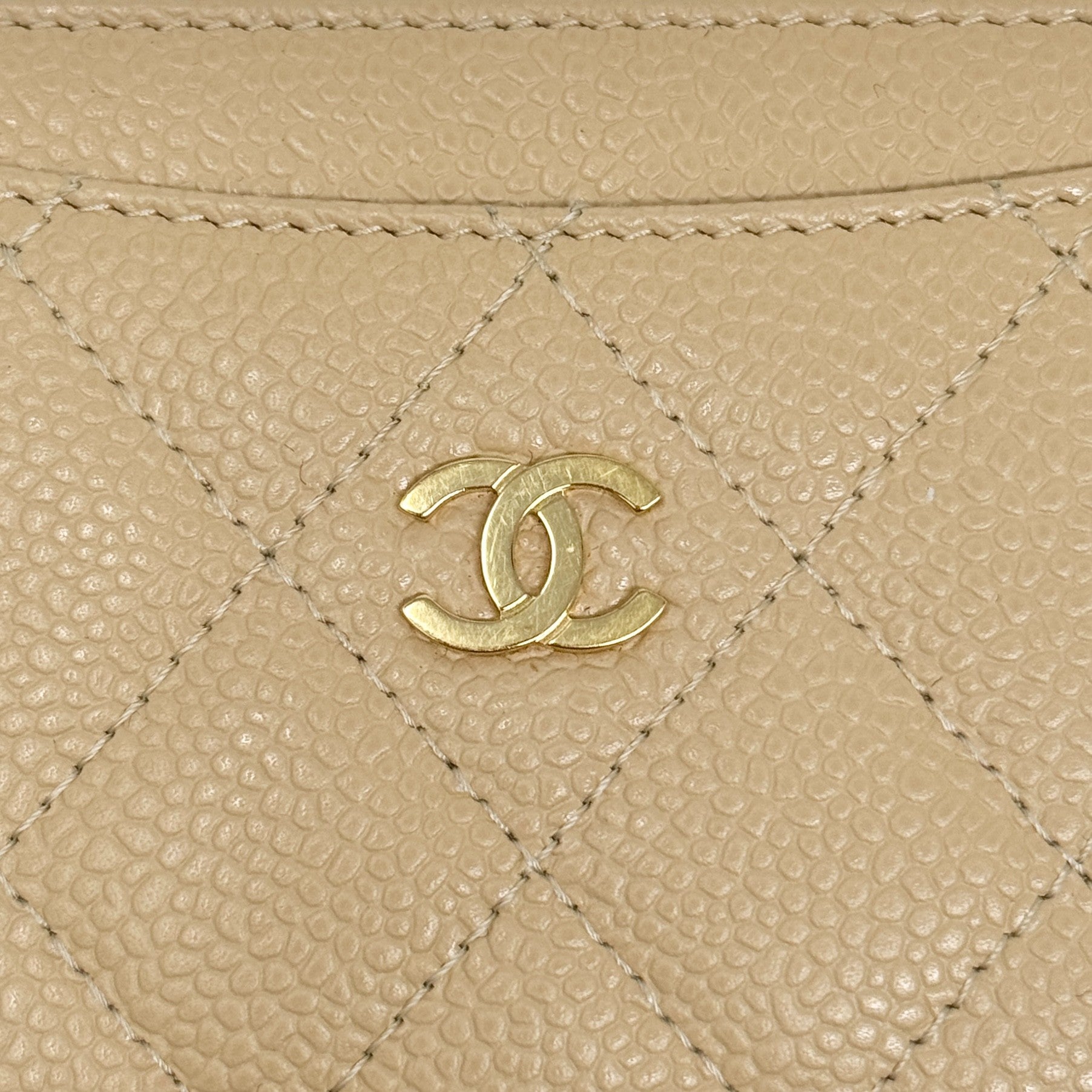 Chanel Beige Calfskin Classic Card Holder
