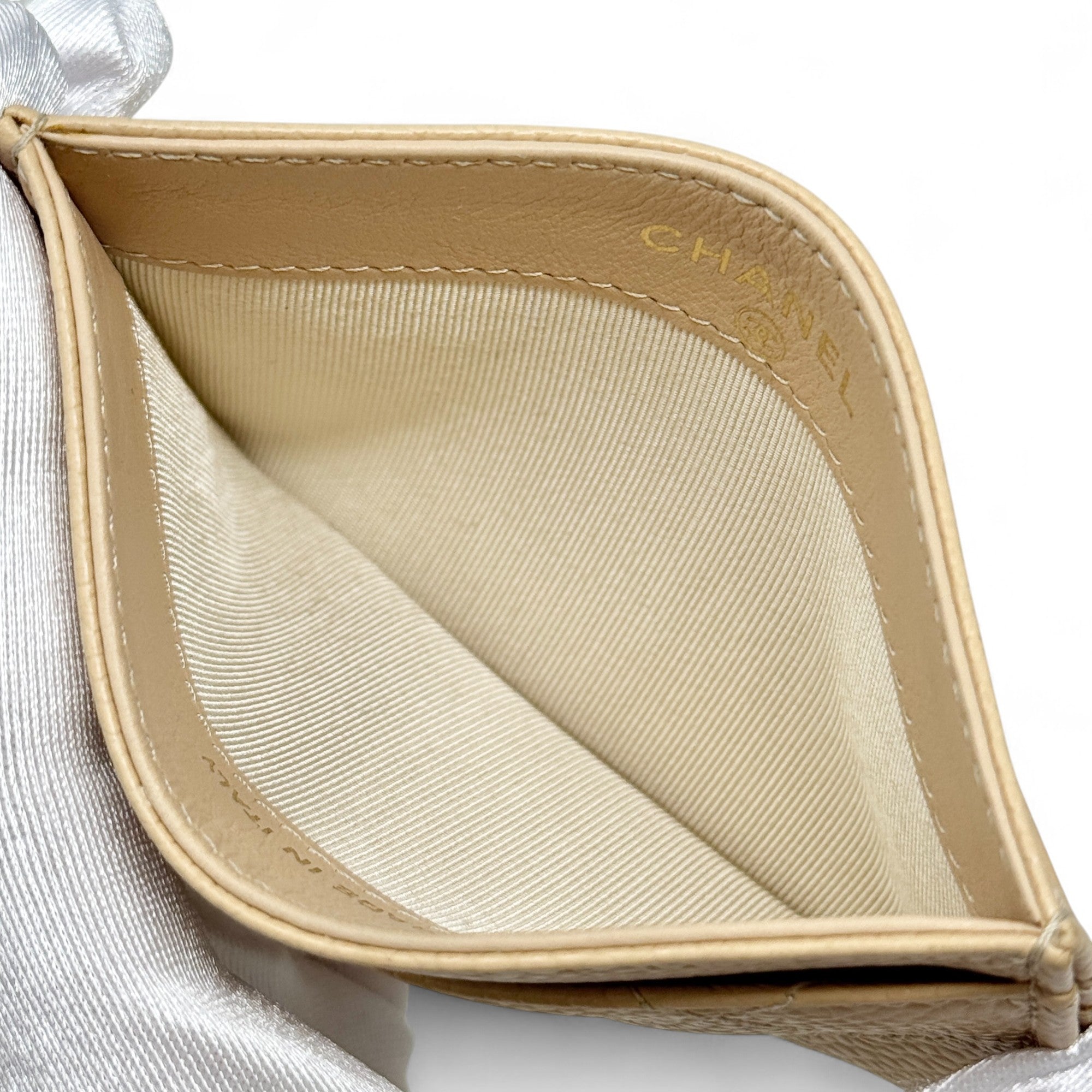 Chanel Beige Calfskin Classic Card Holder