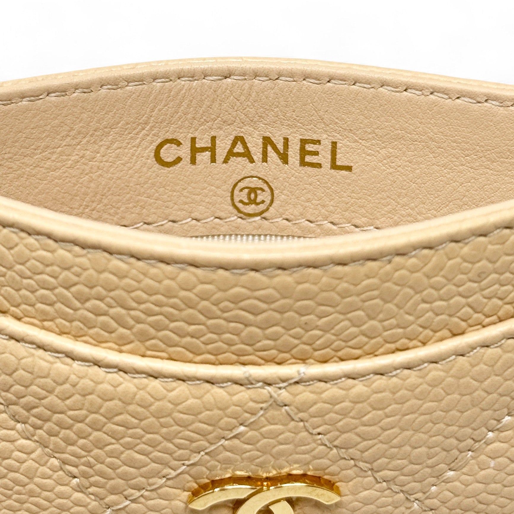 Chanel Beige Calfskin Classic Card Holder