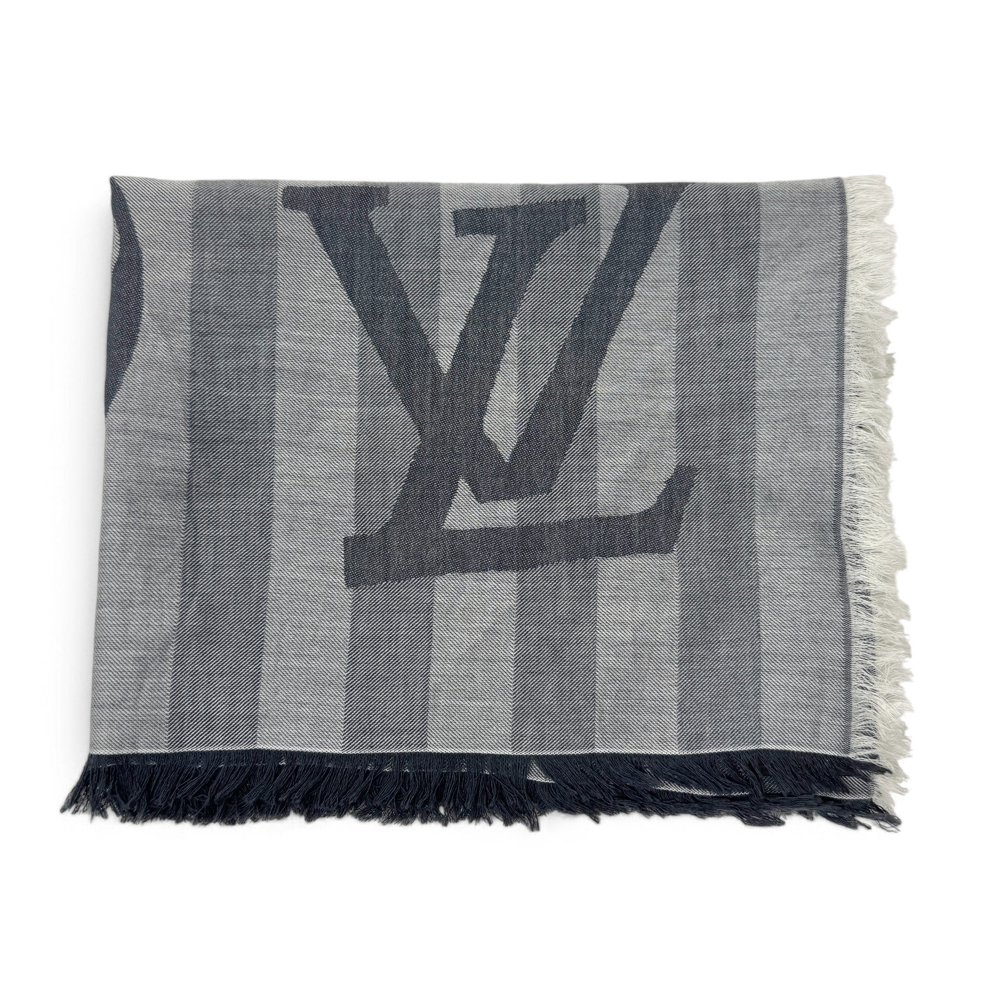 Louis Vuitton Grey Striped Scarf