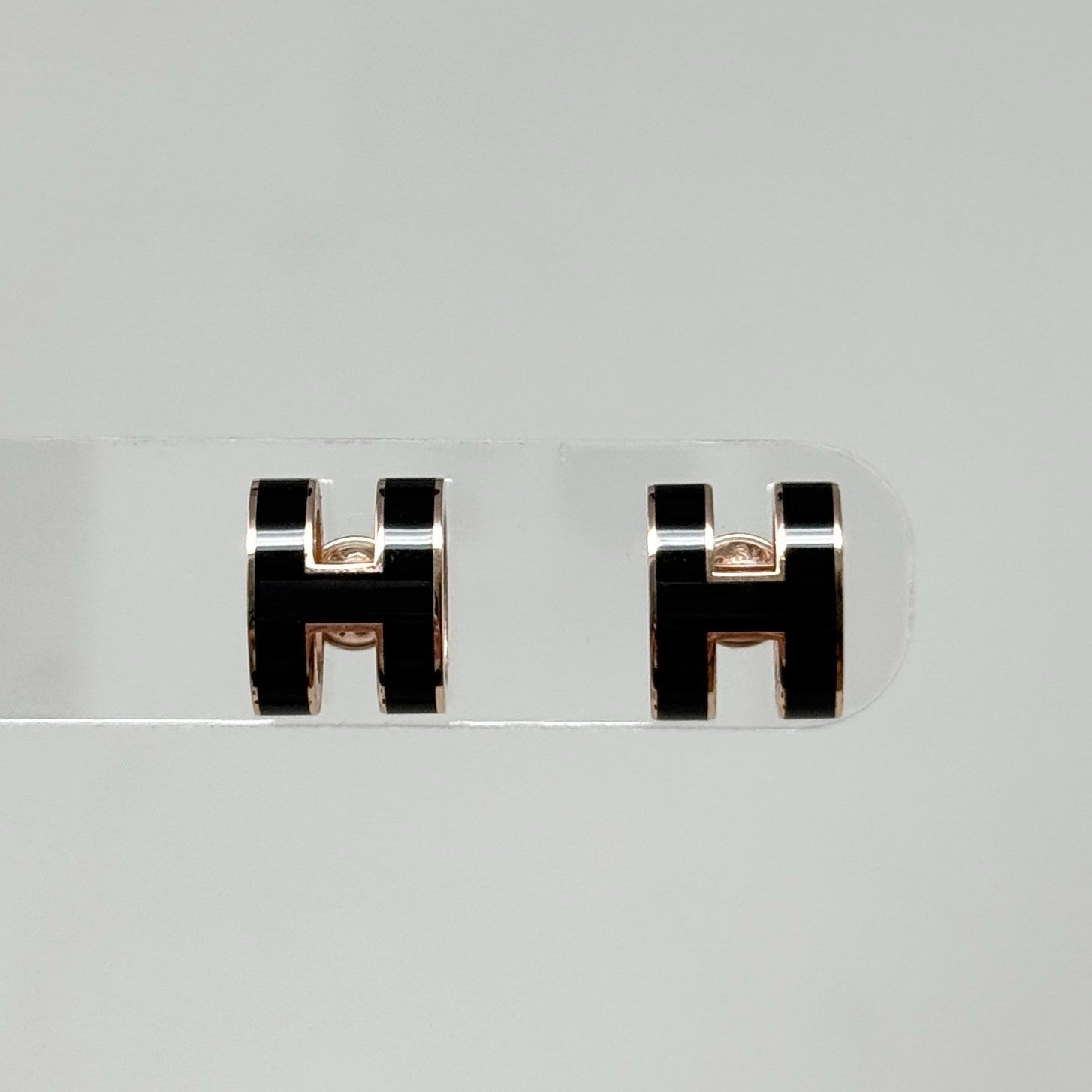 Hermes Noir Pop H Stud Earrings
