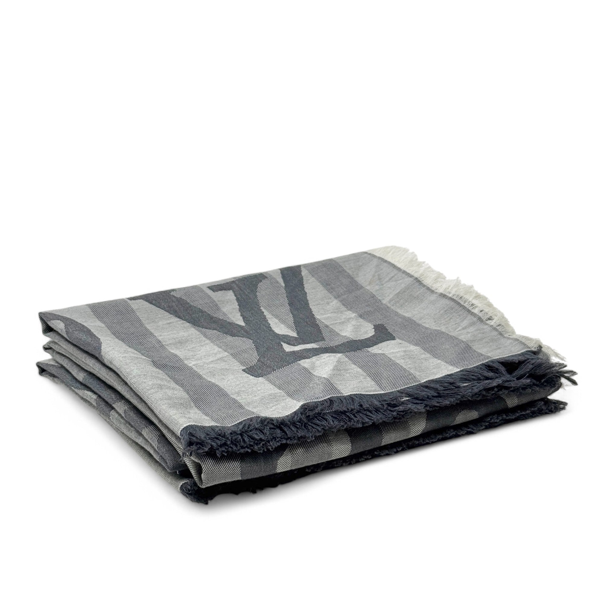 Louis Vuitton Grey Striped Scarf