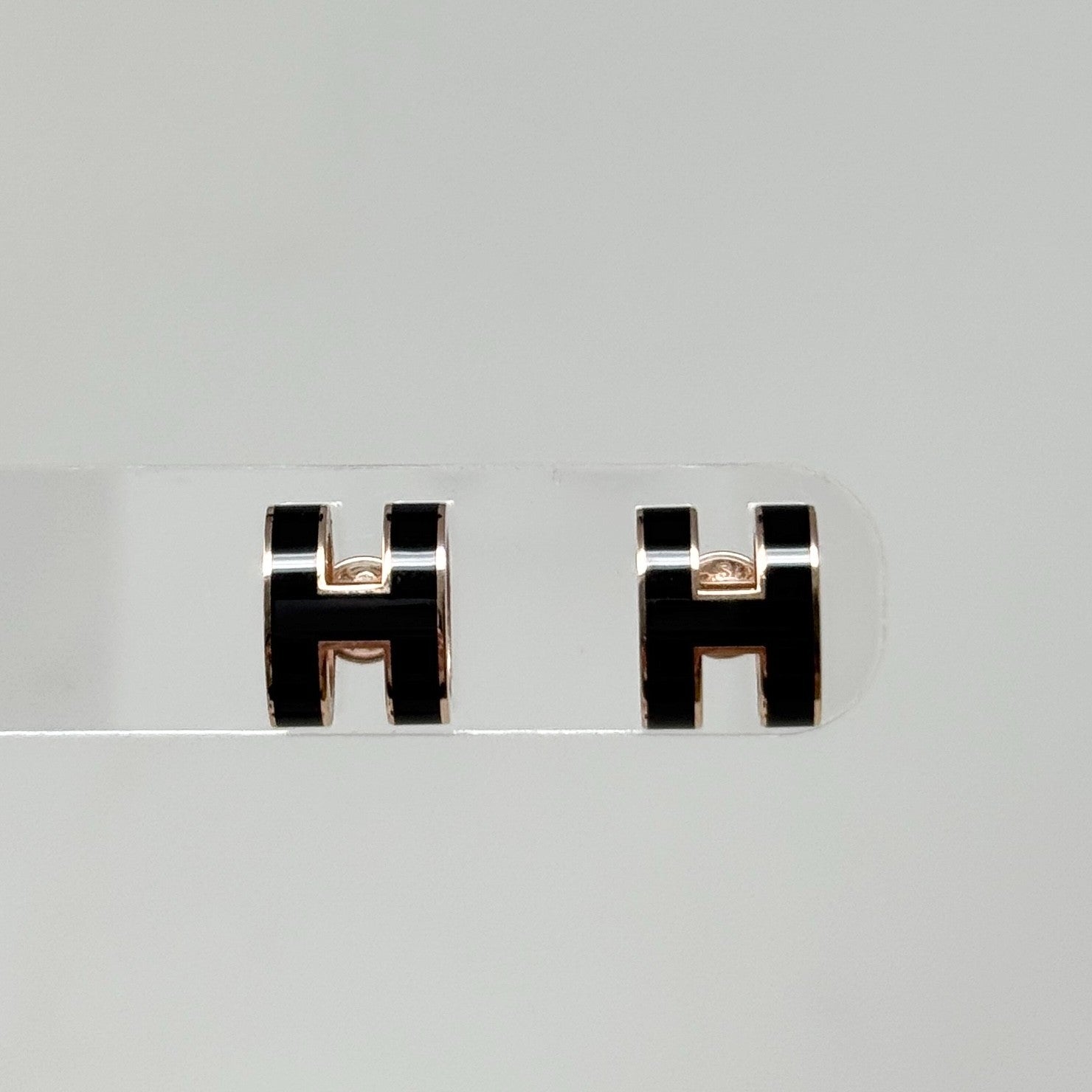 Hermes Noir Pop H Stud Earrings
