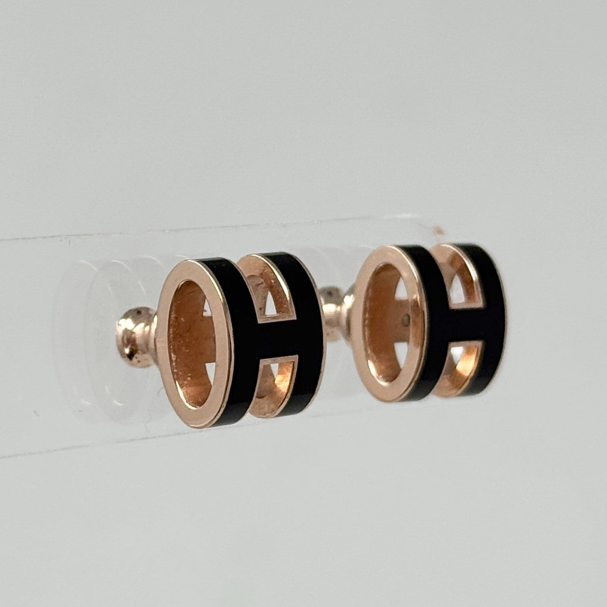 Hermes Noir Pop H Stud Earrings