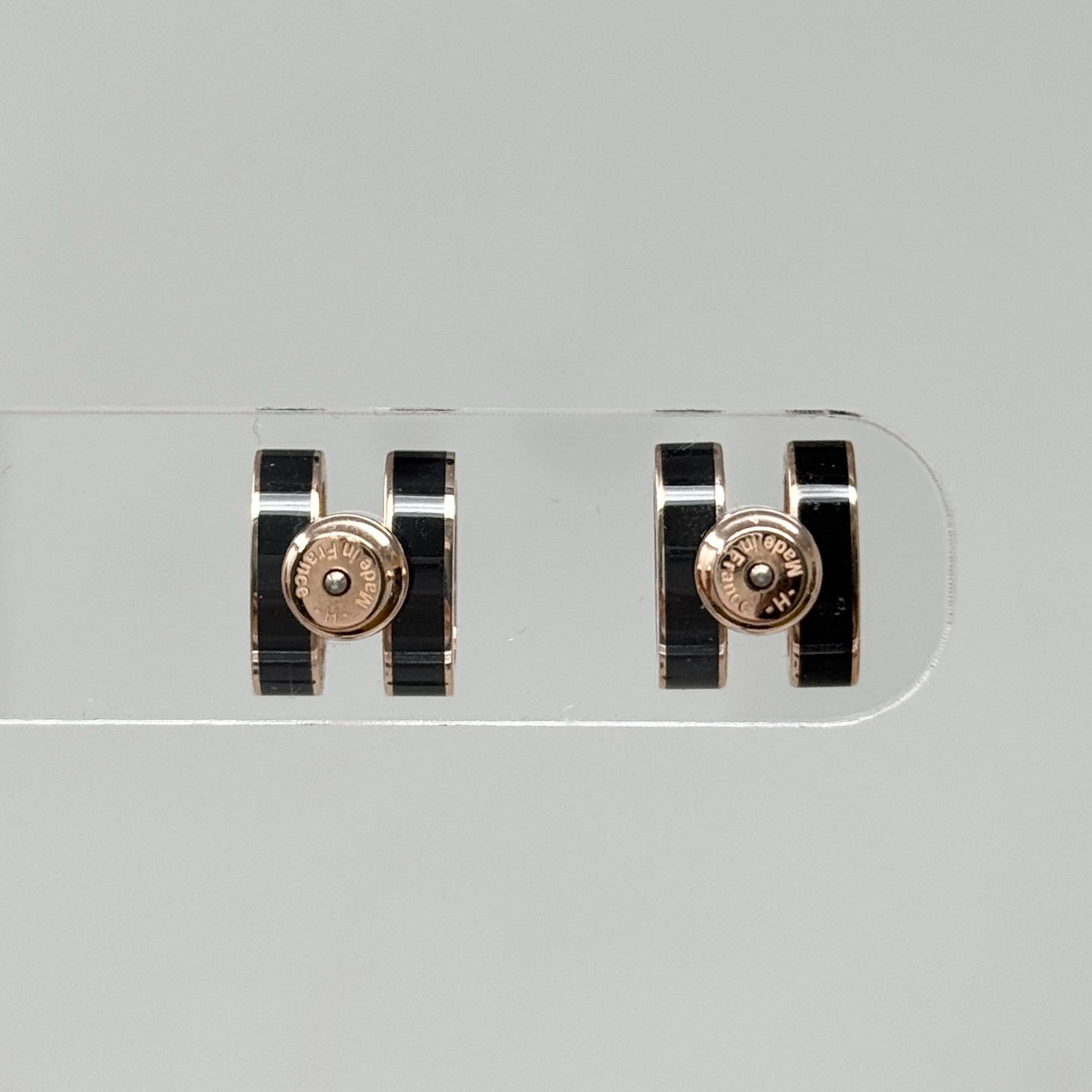 Hermes Noir Pop H Stud Earrings