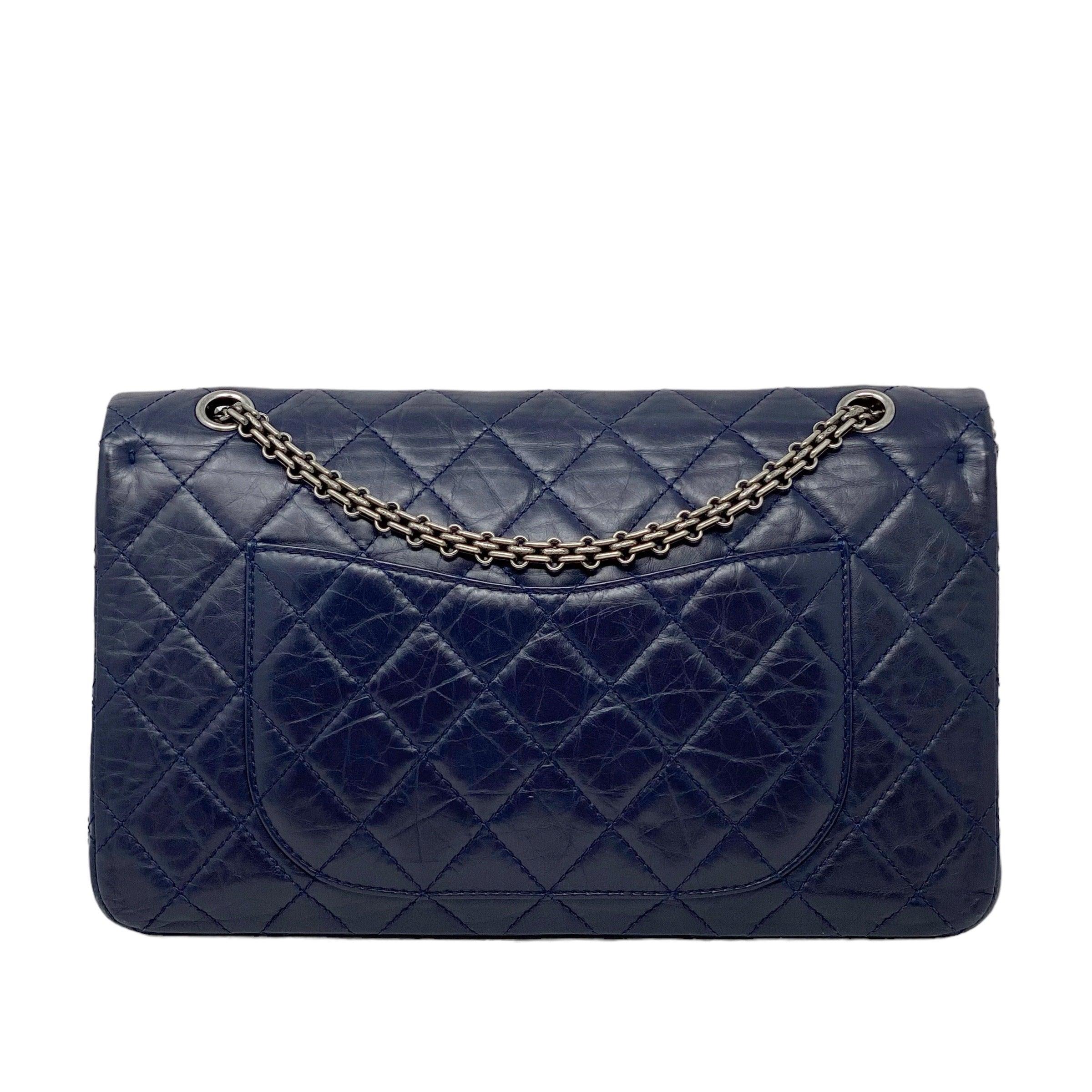 Chanel Navy Crinkled Calfskin 2.55 Reissue 227