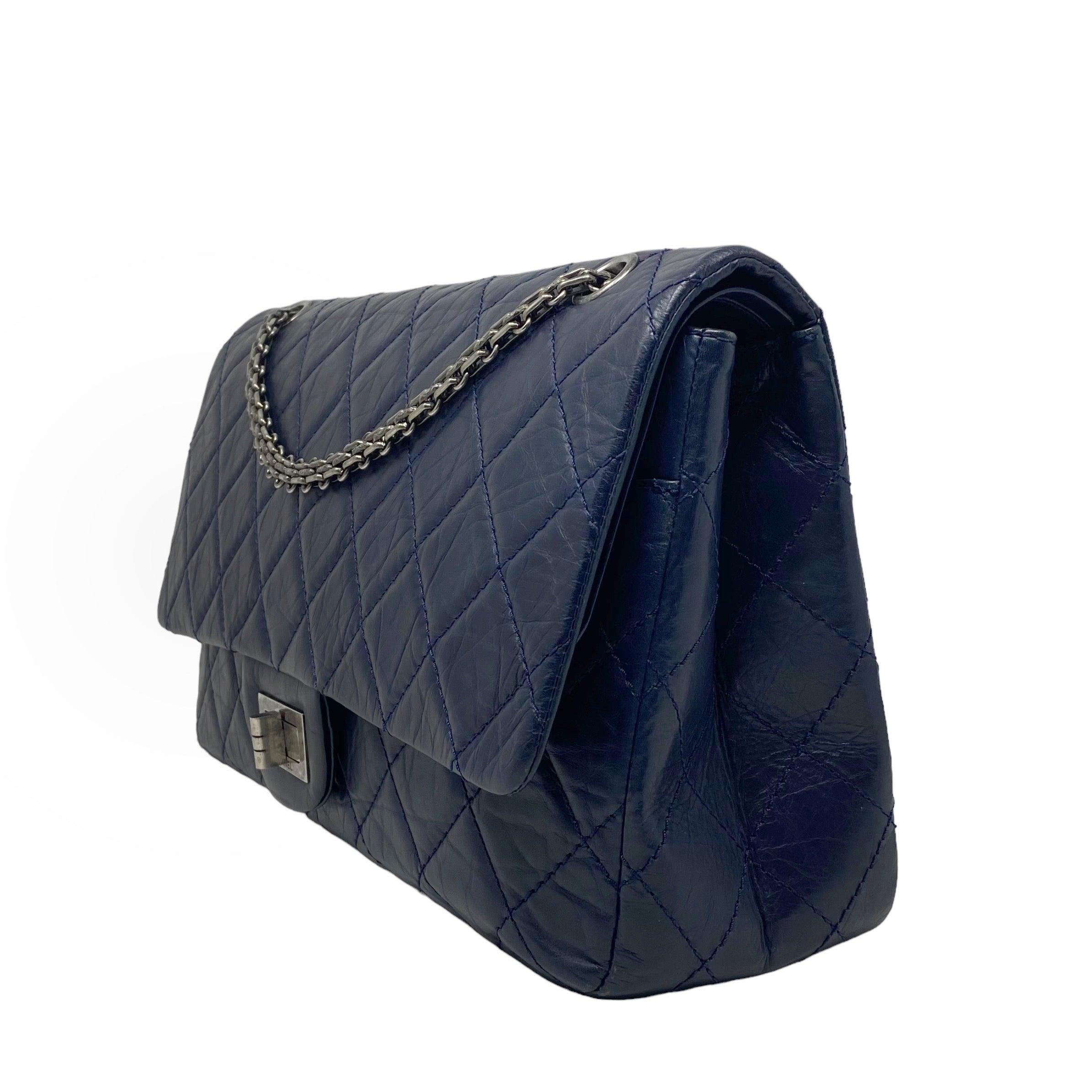 Chanel Navy Crinkled Calfskin 2.55 Reissue 227