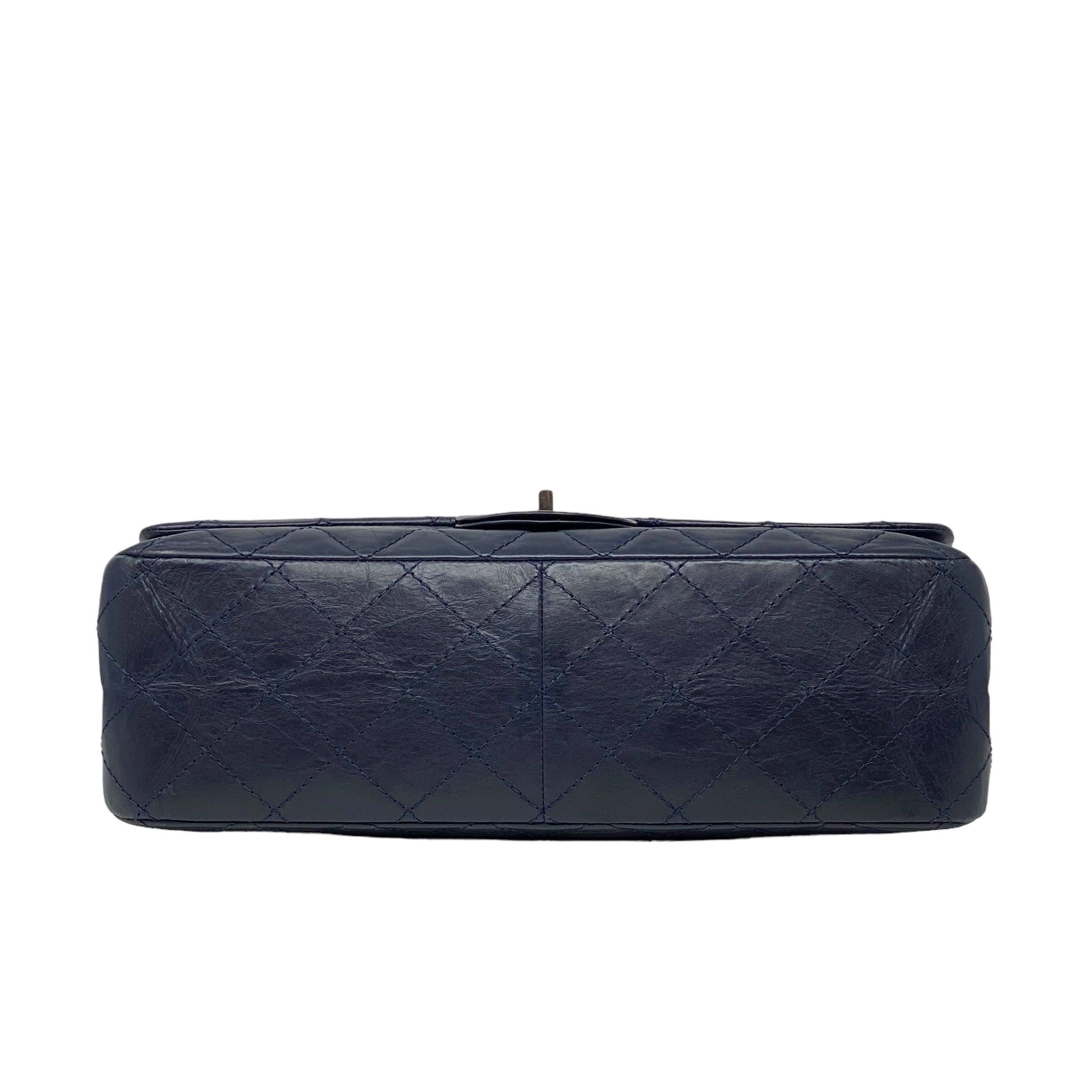 Chanel Navy Crinkled Calfskin 2.55 Reissue 227