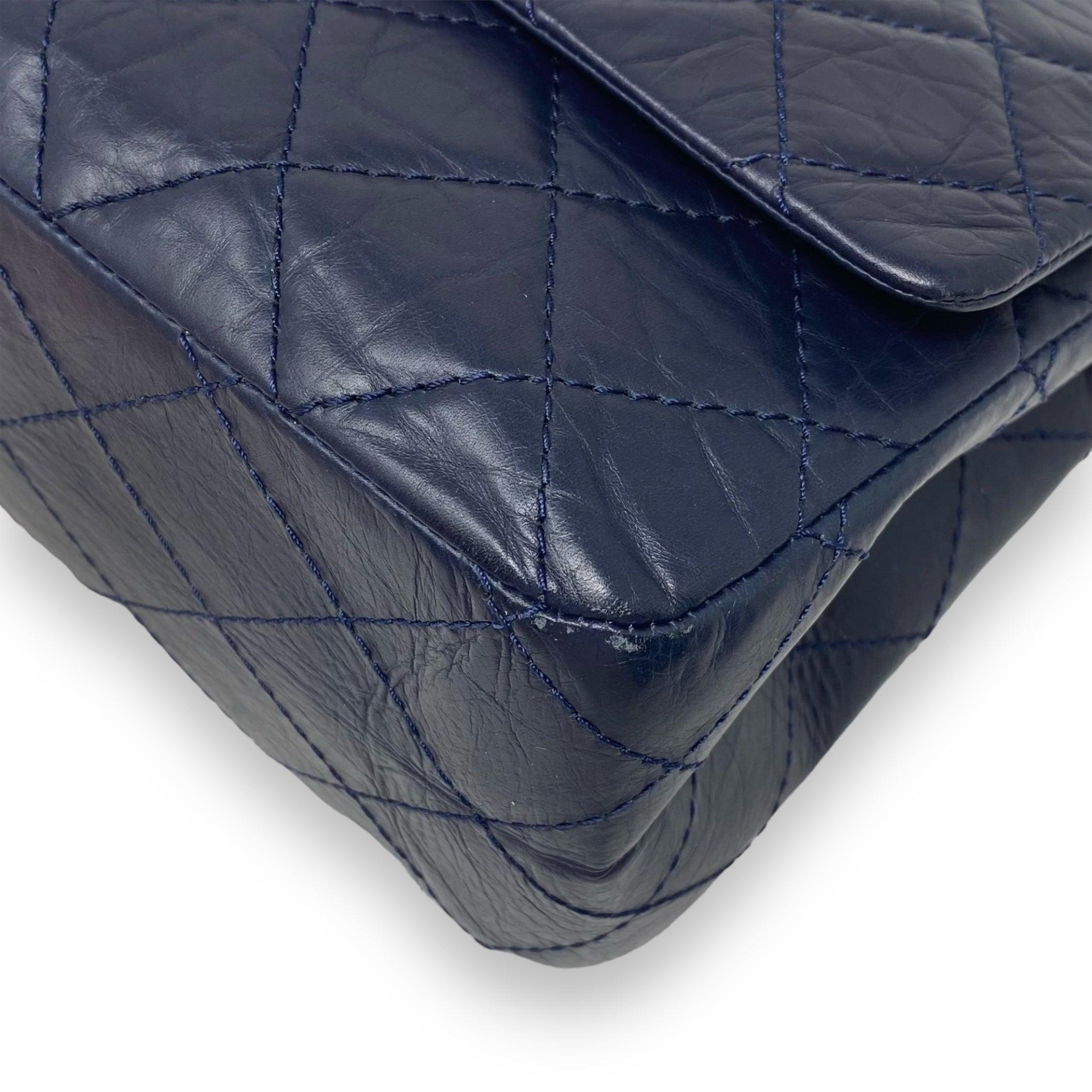 Chanel Navy Crinkled Calfskin 2.55 Reissue 227