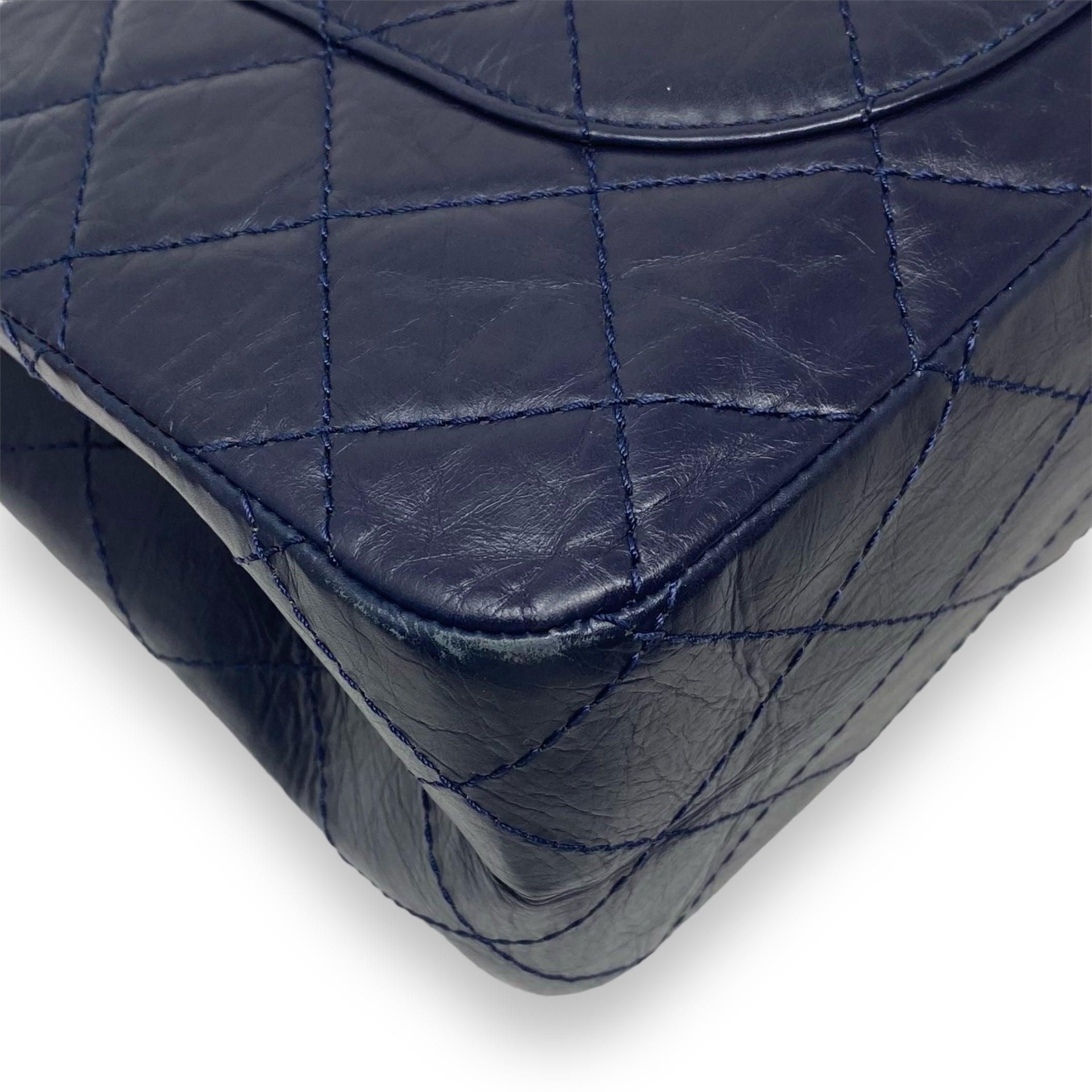 Chanel Navy Crinkled Calfskin 2.55 Reissue 227