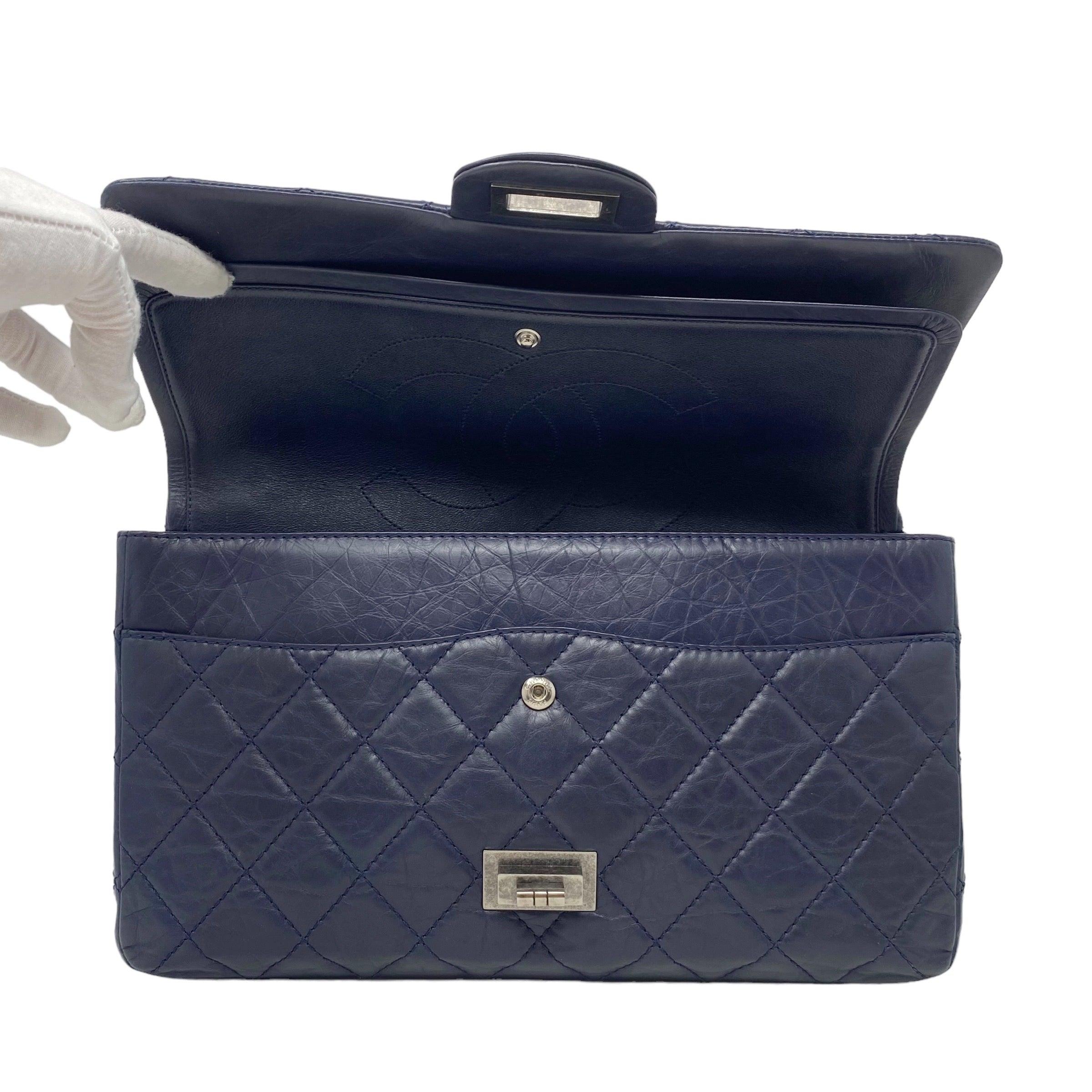 Chanel Navy Crinkled Calfskin 2.55 Reissue 227