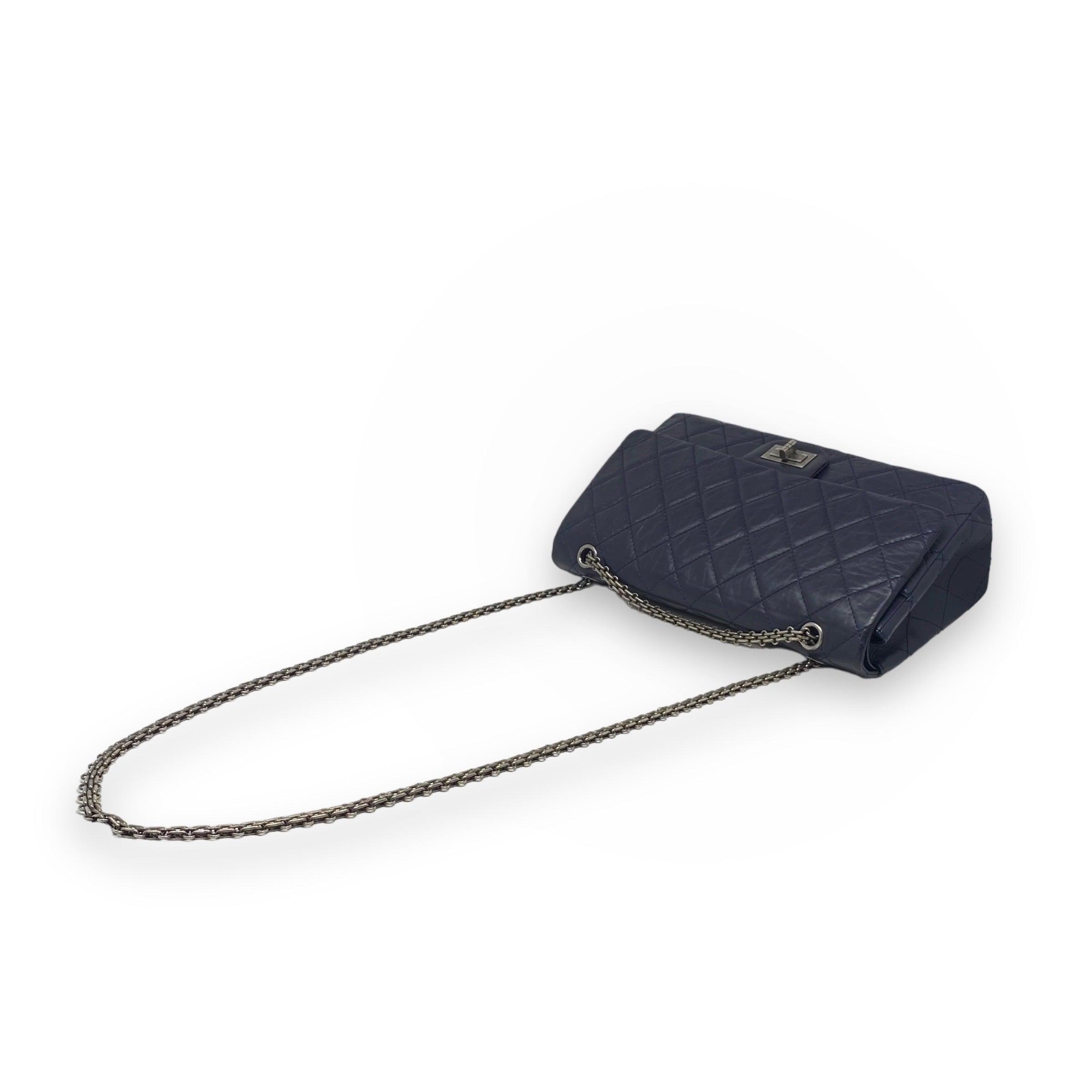 Chanel Navy Crinkled Calfskin 2.55 Reissue 227