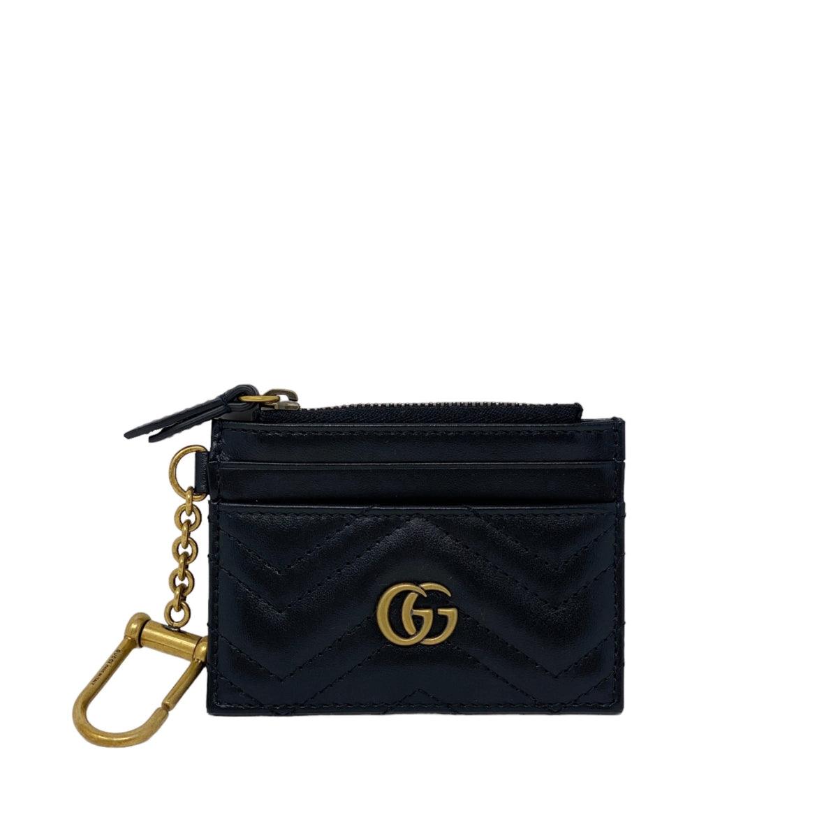 Gucci Black GG Marmont Keychain Card Holder