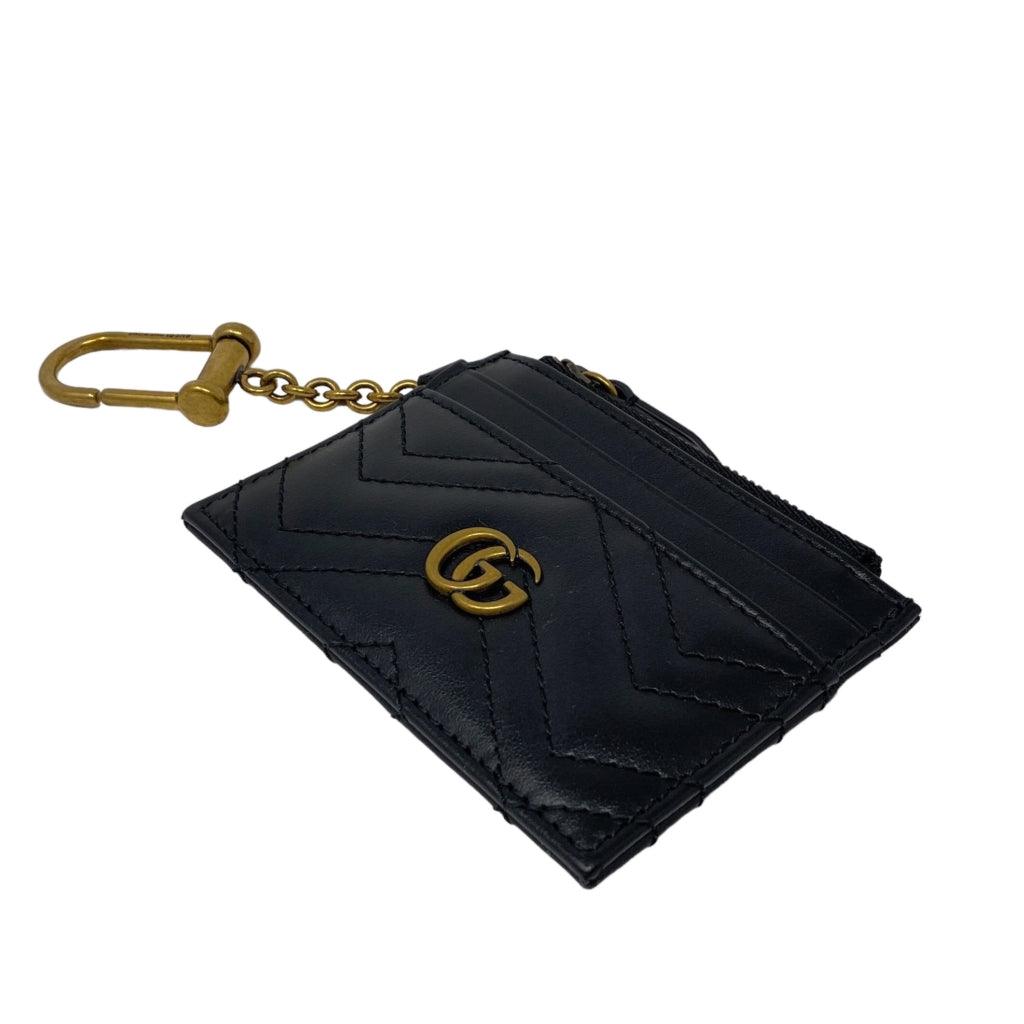 Gucci Black GG Marmont Keychain Card Holder