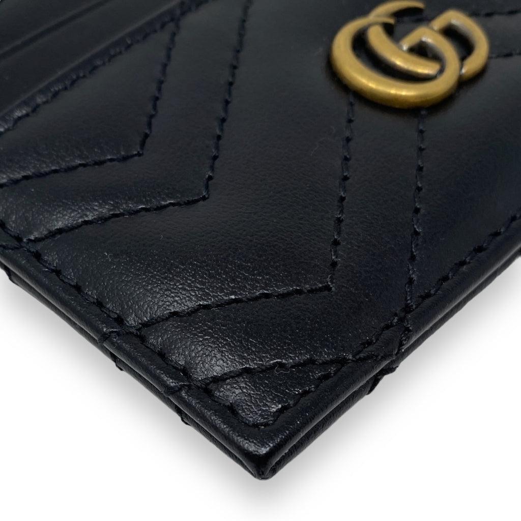 Gucci Black GG Marmont Keychain Card Holder