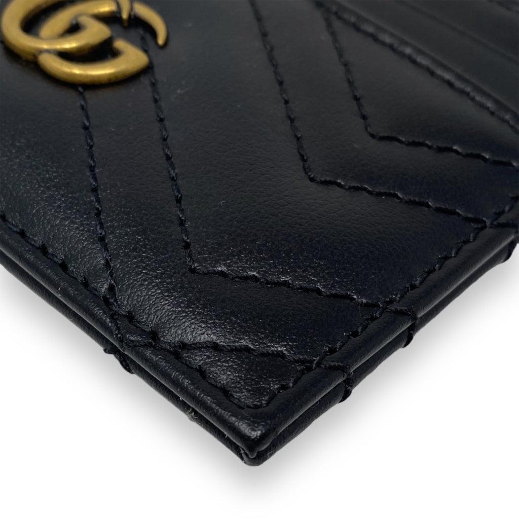 Gucci Black GG Marmont Keychain Card Holder