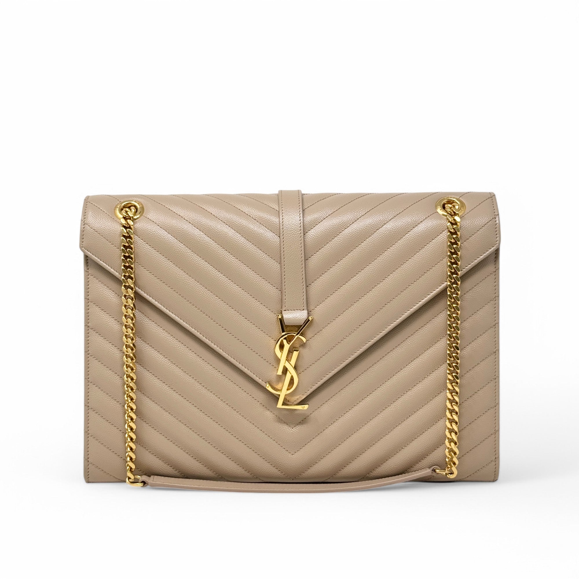 Saint Laurent Beige Large Envelope Bag