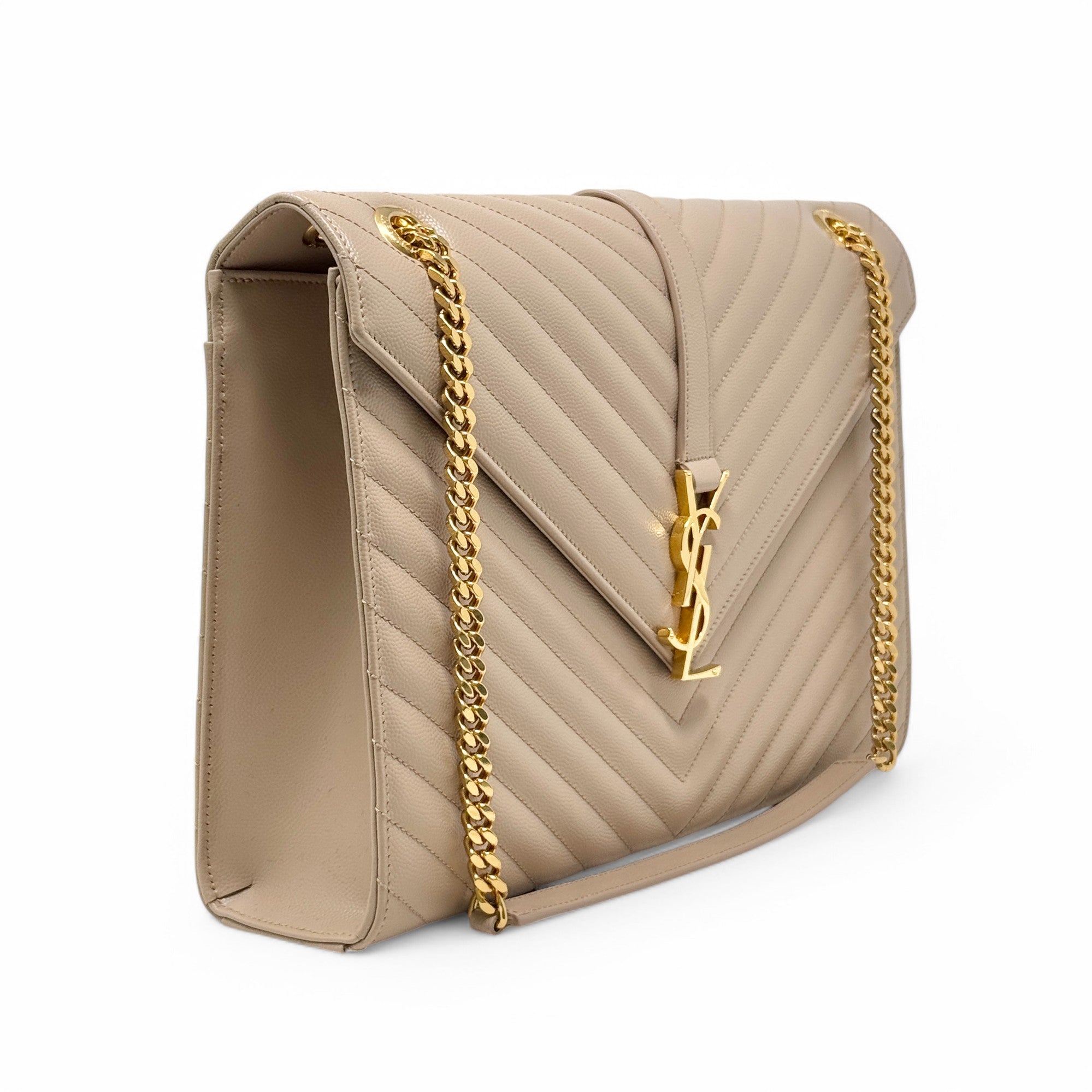 Saint Laurent Beige Large Envelope Bag