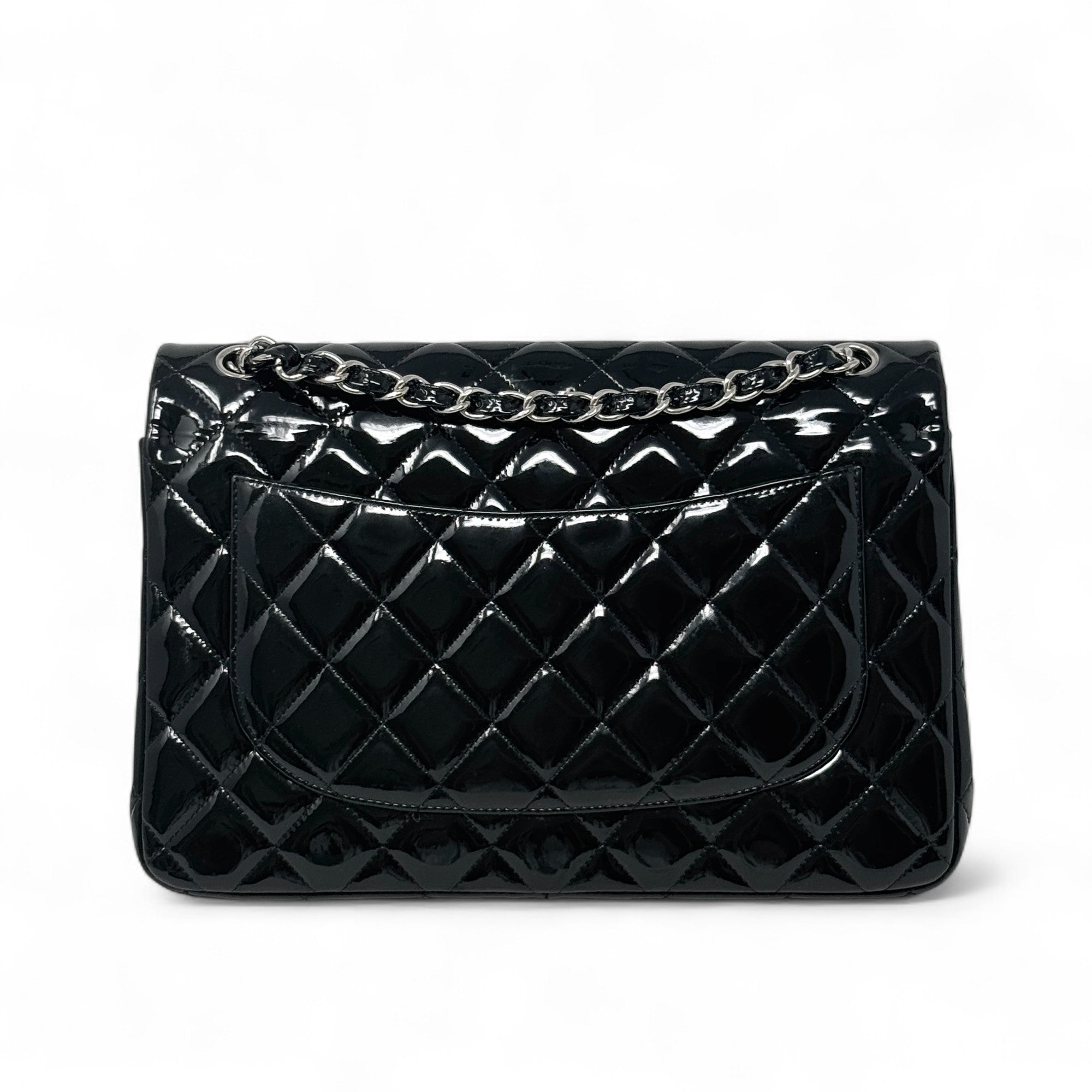 Chanel Black Patent Classic Jumbo Flap