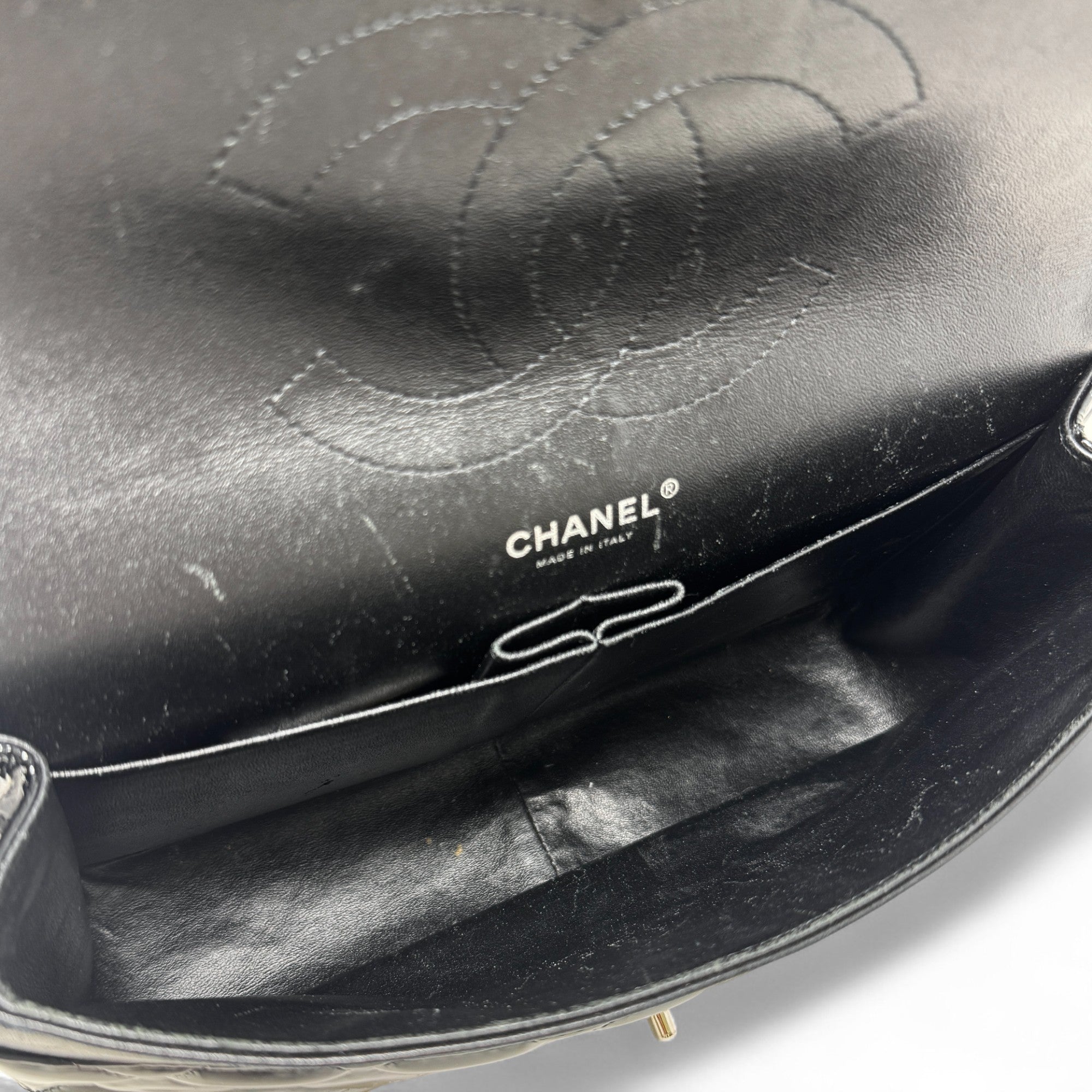 Chanel Black Patent Classic Jumbo Flap