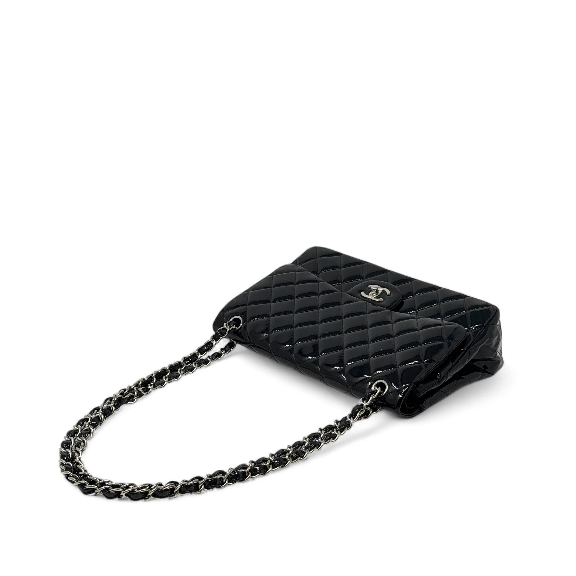 Chanel Black Patent Classic Jumbo Flap