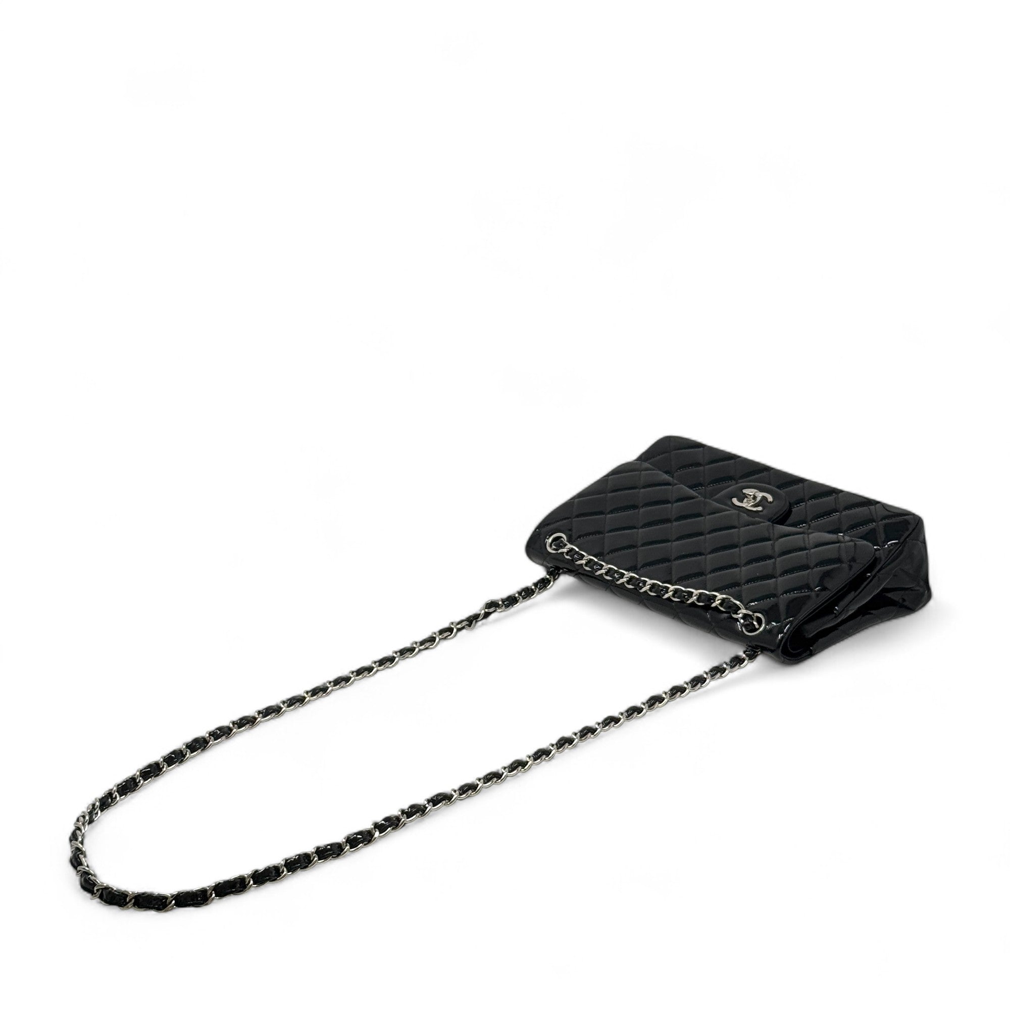 Chanel Black Patent Classic Jumbo Flap