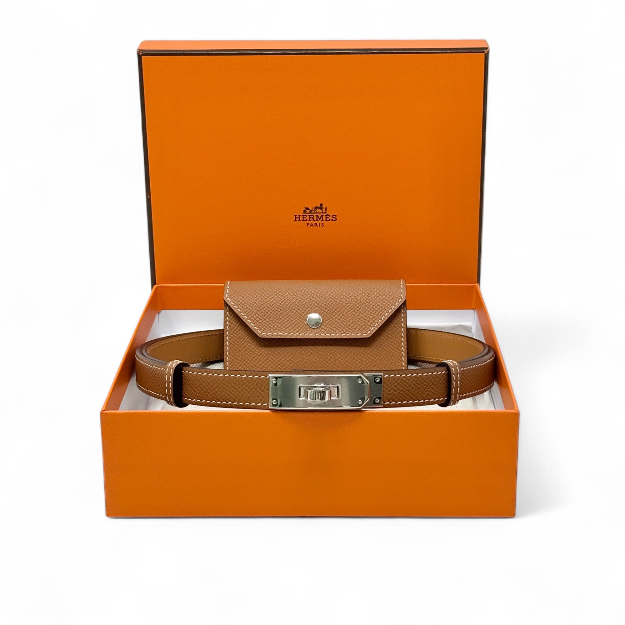 Hermes Gold Epsom Kelly Pocket Belt 70