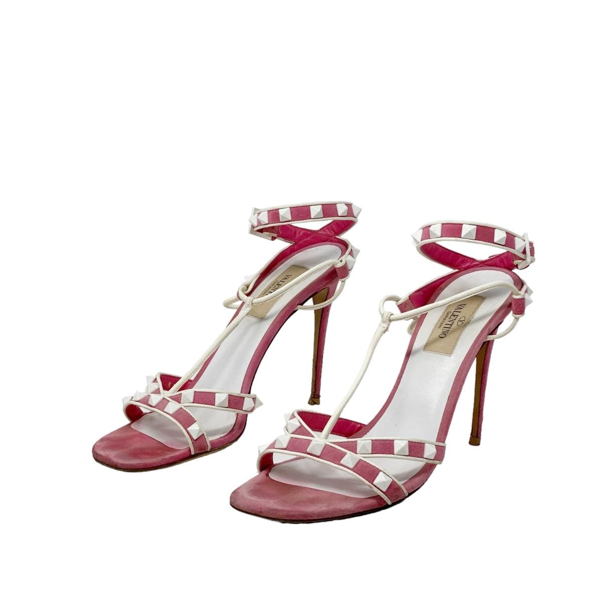 Valentino Pink Rockstud Strap Sandals 37