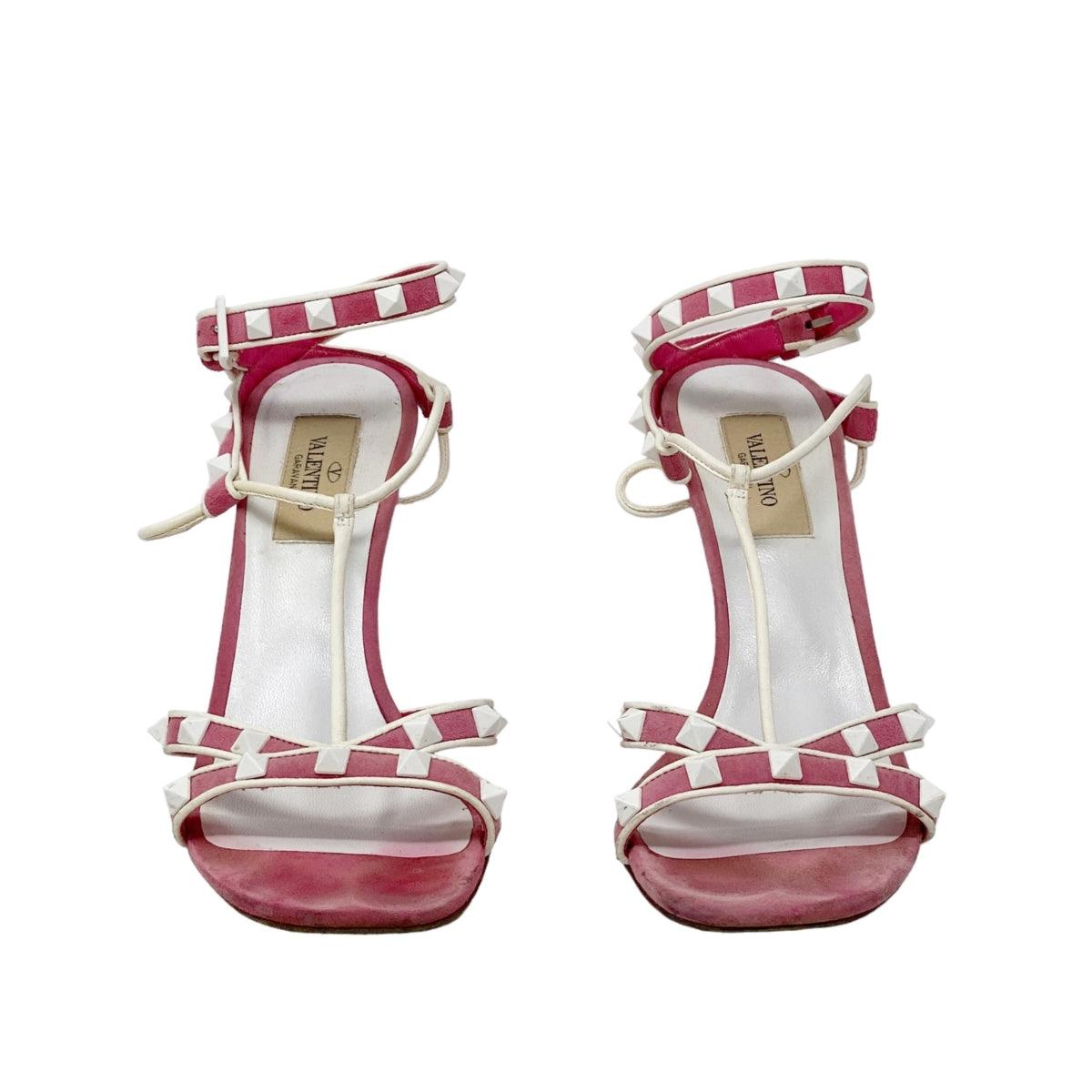 Valentino Pink Rockstud Strap Sandals 37