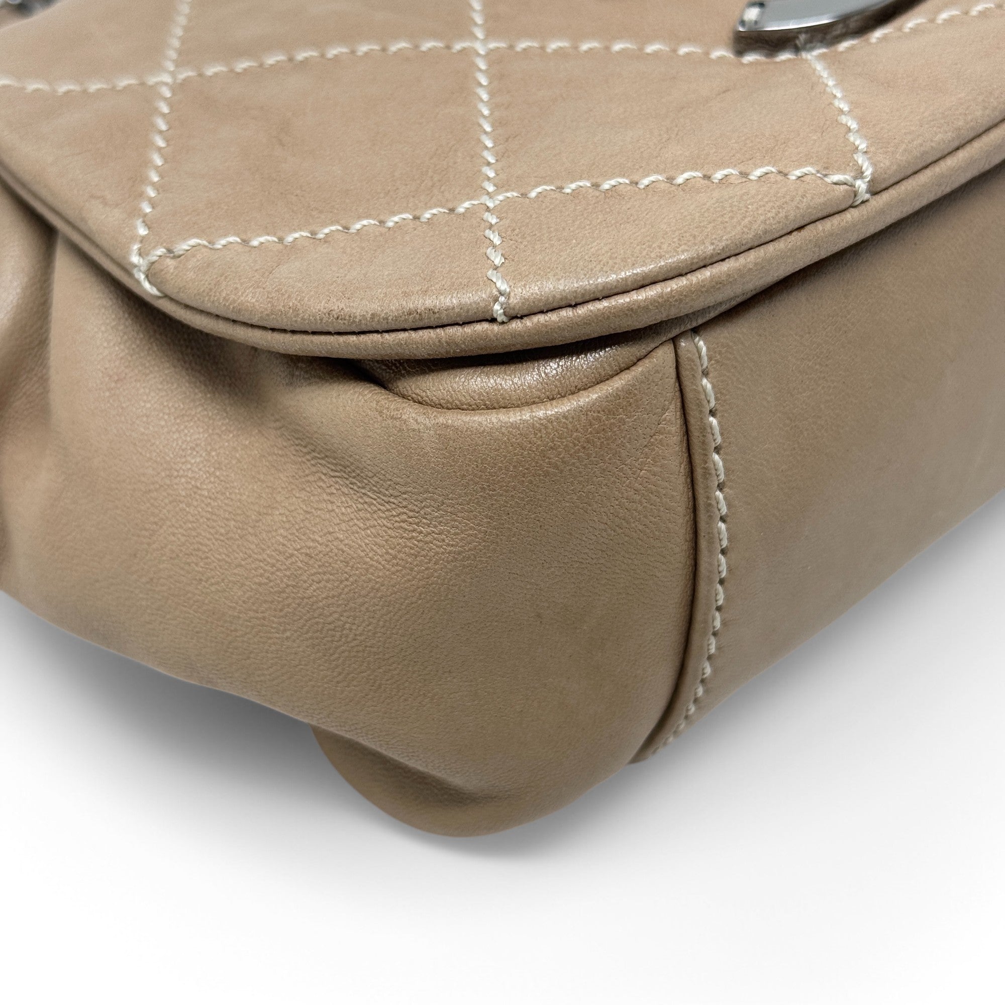 Chanel Brown Surpique Accordion Flap