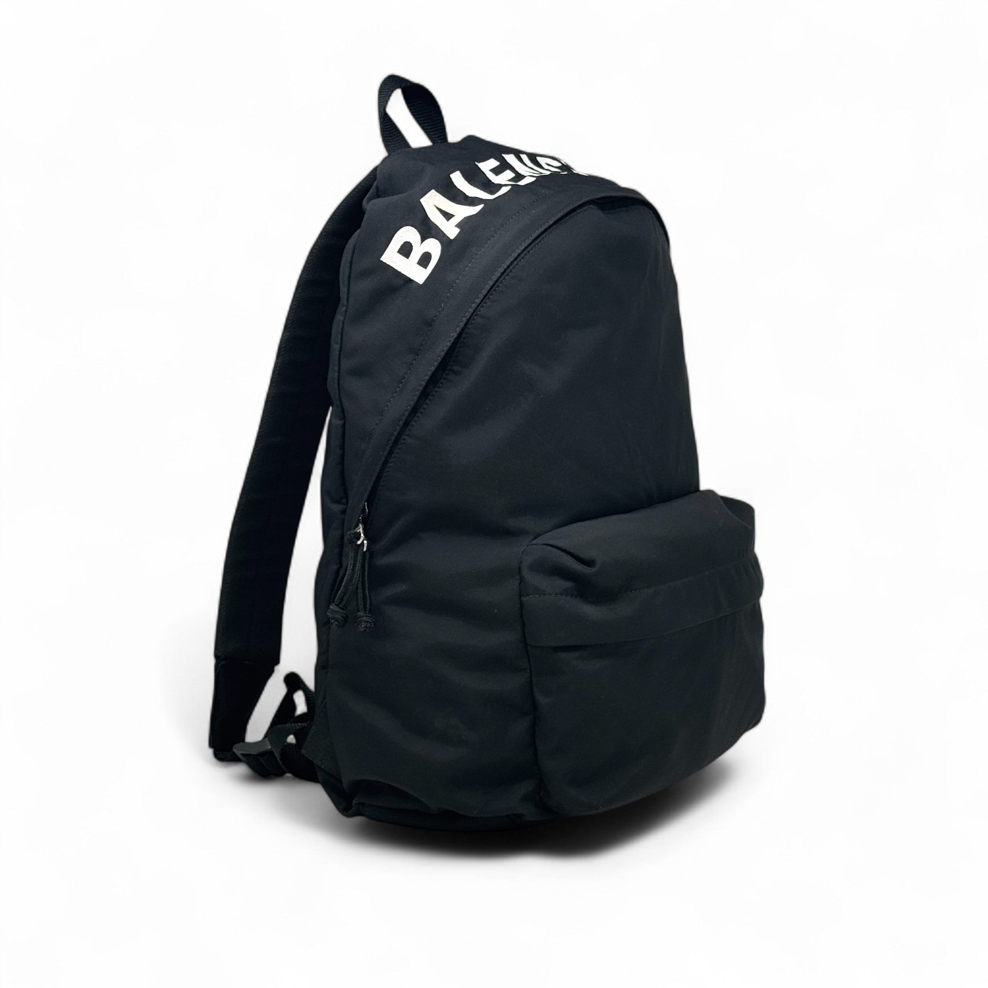 Balenciaga Black Nylon Logo Backpack