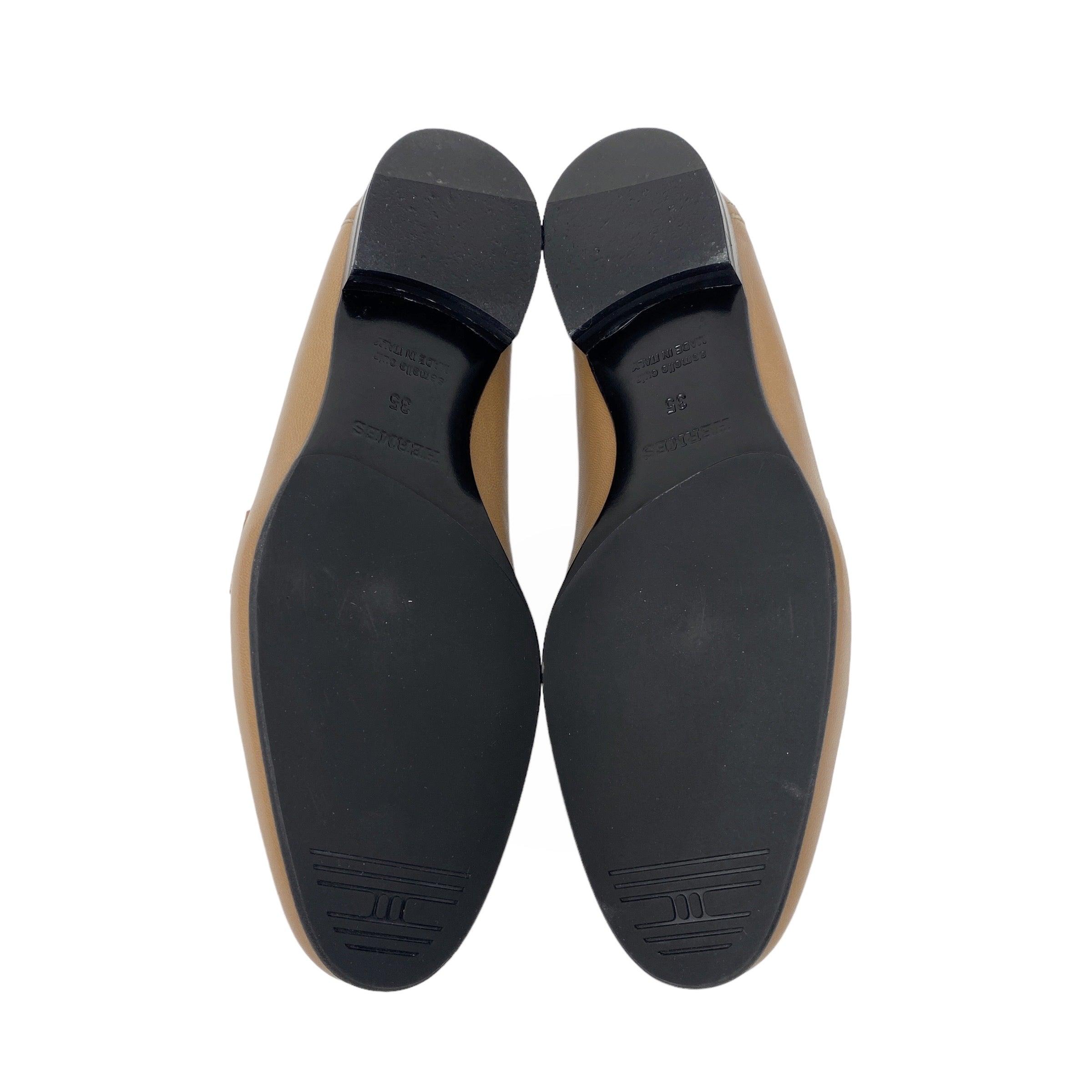 Hermes Marron Havane Chèvre Paris Loafers 35