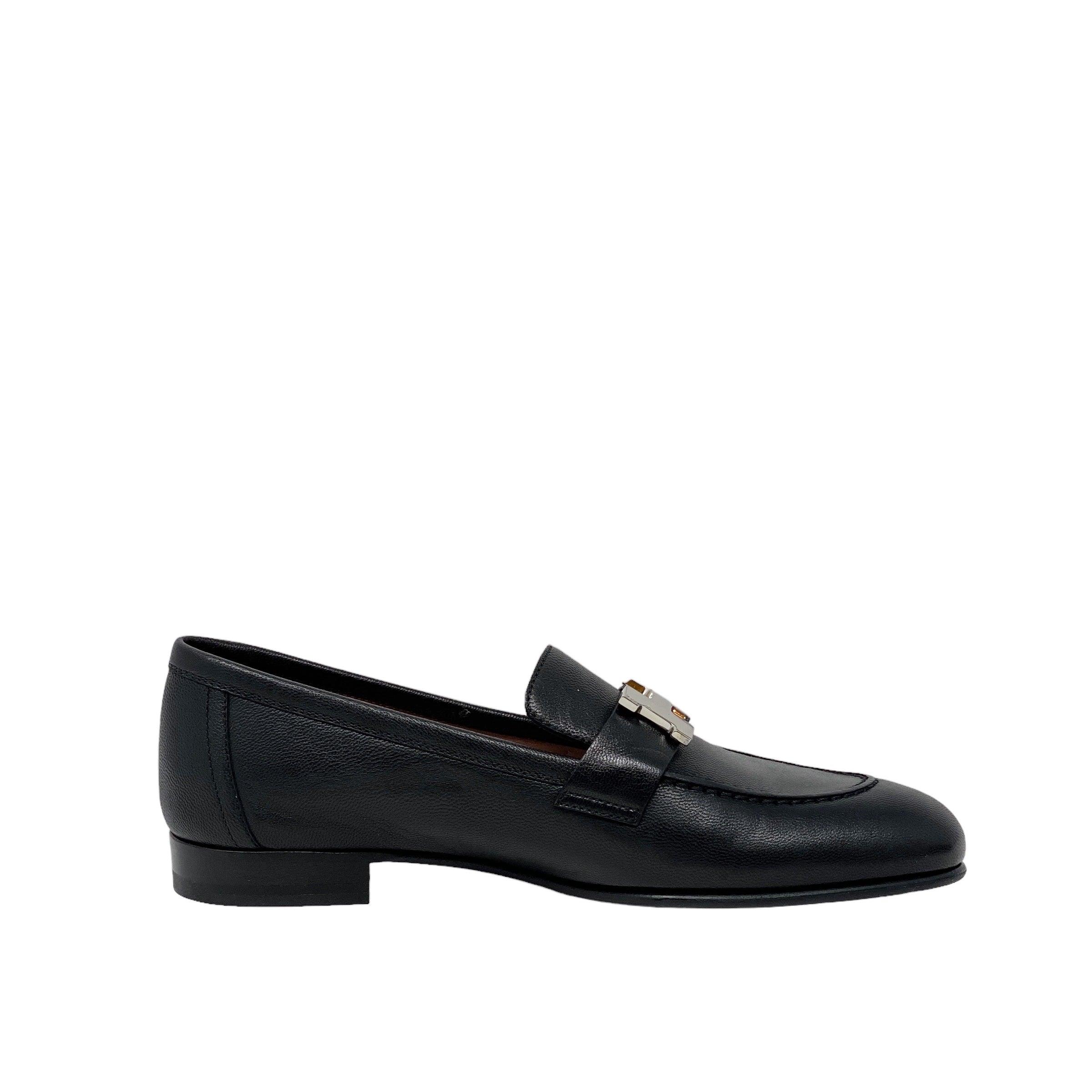 Hermes Black Chèvre Paris Loafers 35